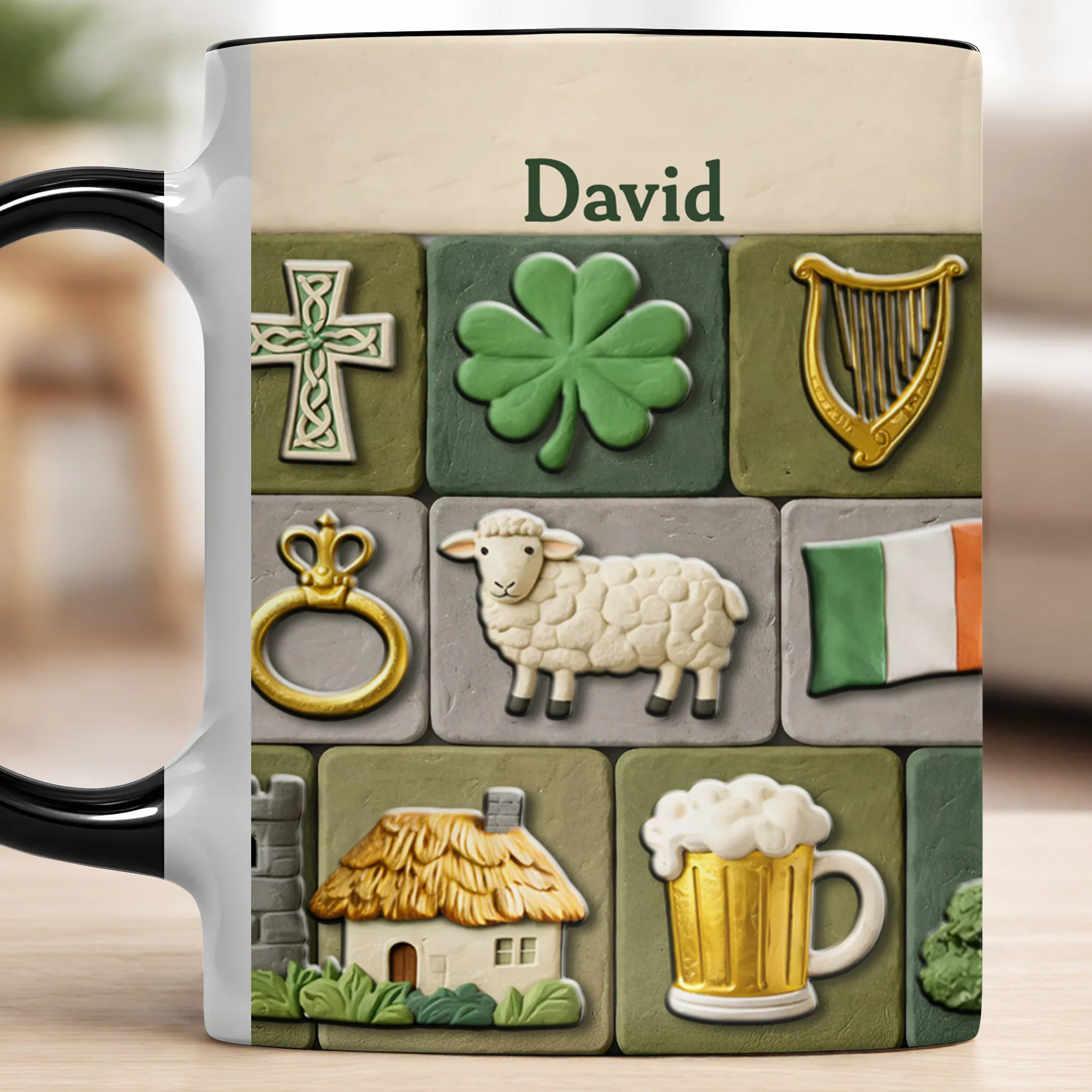 Celebrate Your Irish Roots With Shamrock Sheep And Harp Symbols - Personalized Custom Accent Mug - FAM786_AMUG - Image 10