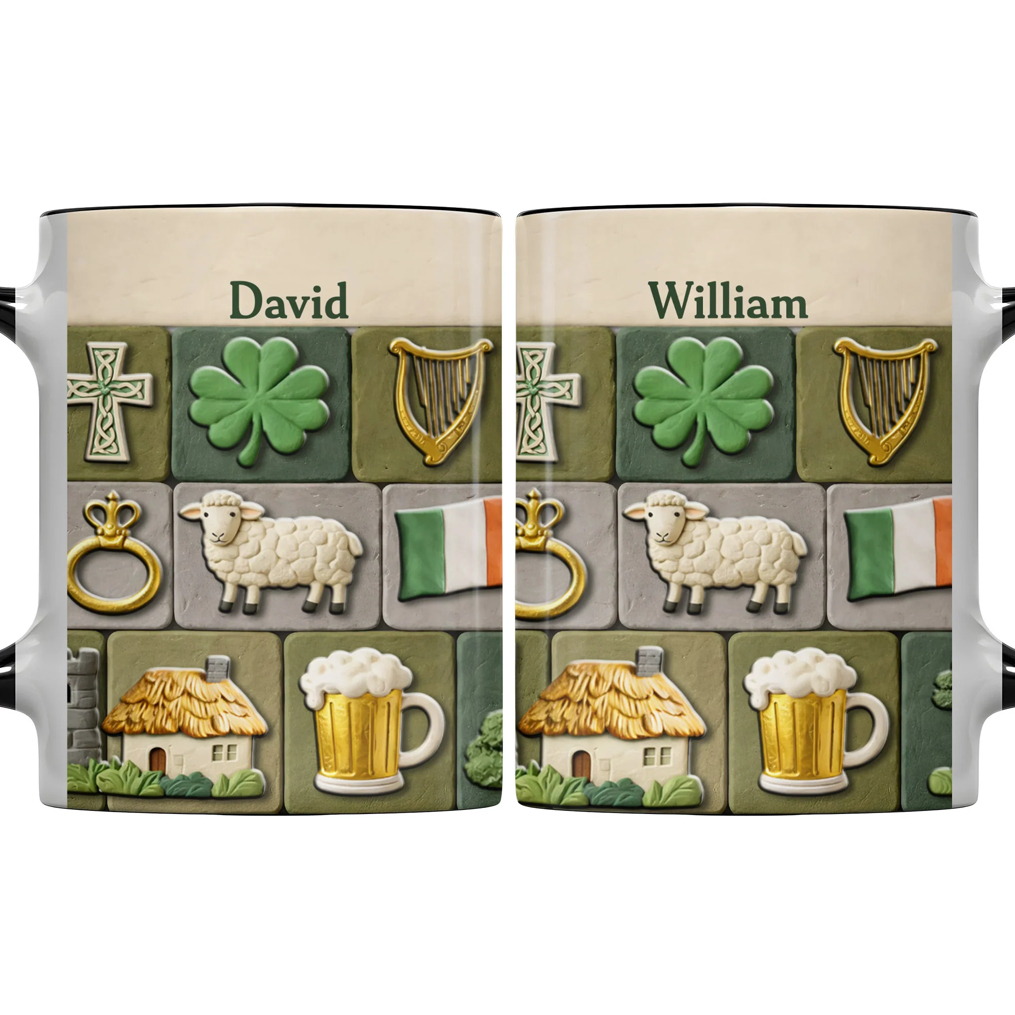 Celebrate Your Irish Roots With Shamrock Sheep And Harp Symbols - Personalized Custom Accent Mug - FAM786_AMUG - Image 12