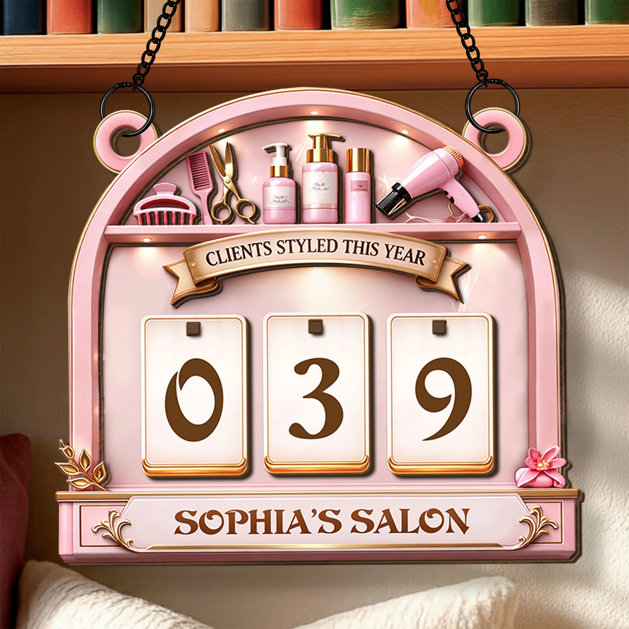Clients Styled This Year Hair Salon Sign With Scissors And Hair Dryer - Personalized Custom Tracker Sign - JBS044_TRASIG - Image 5