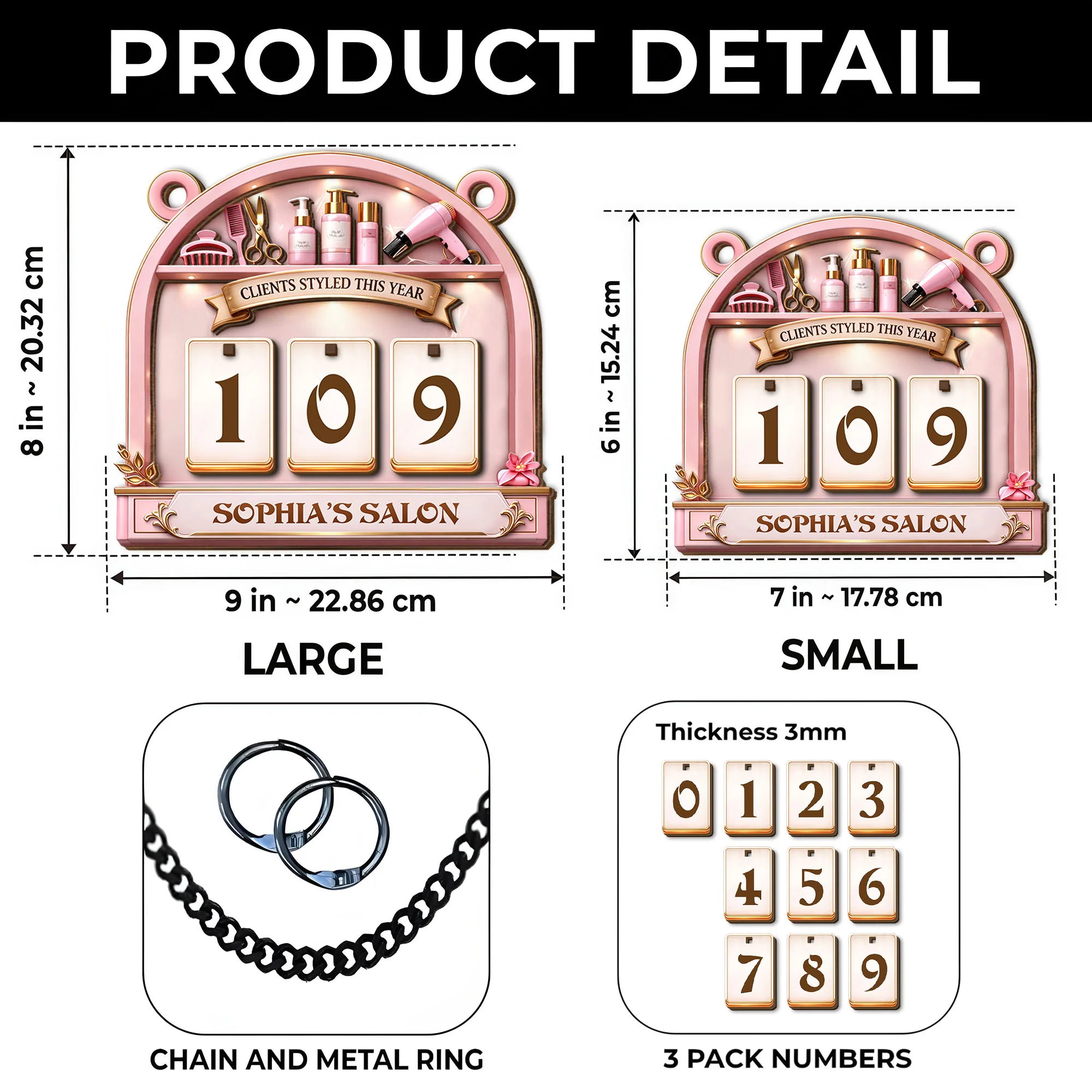 Clients Styled This Year Hair Salon Sign With Scissors And Hair Dryer - Personalized Custom Tracker Sign - JBS044_TRASIG - Image 6