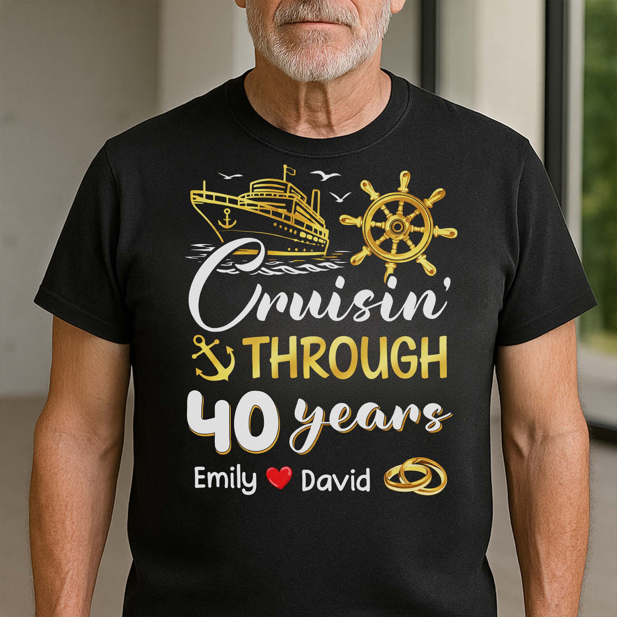 Cruisin Through Years Personalized Couple Shirt With Cruise Ship And Helm - Personalized Custom Unisex T-shirt, Hoodie - CPL1418_BBAS - Image 8