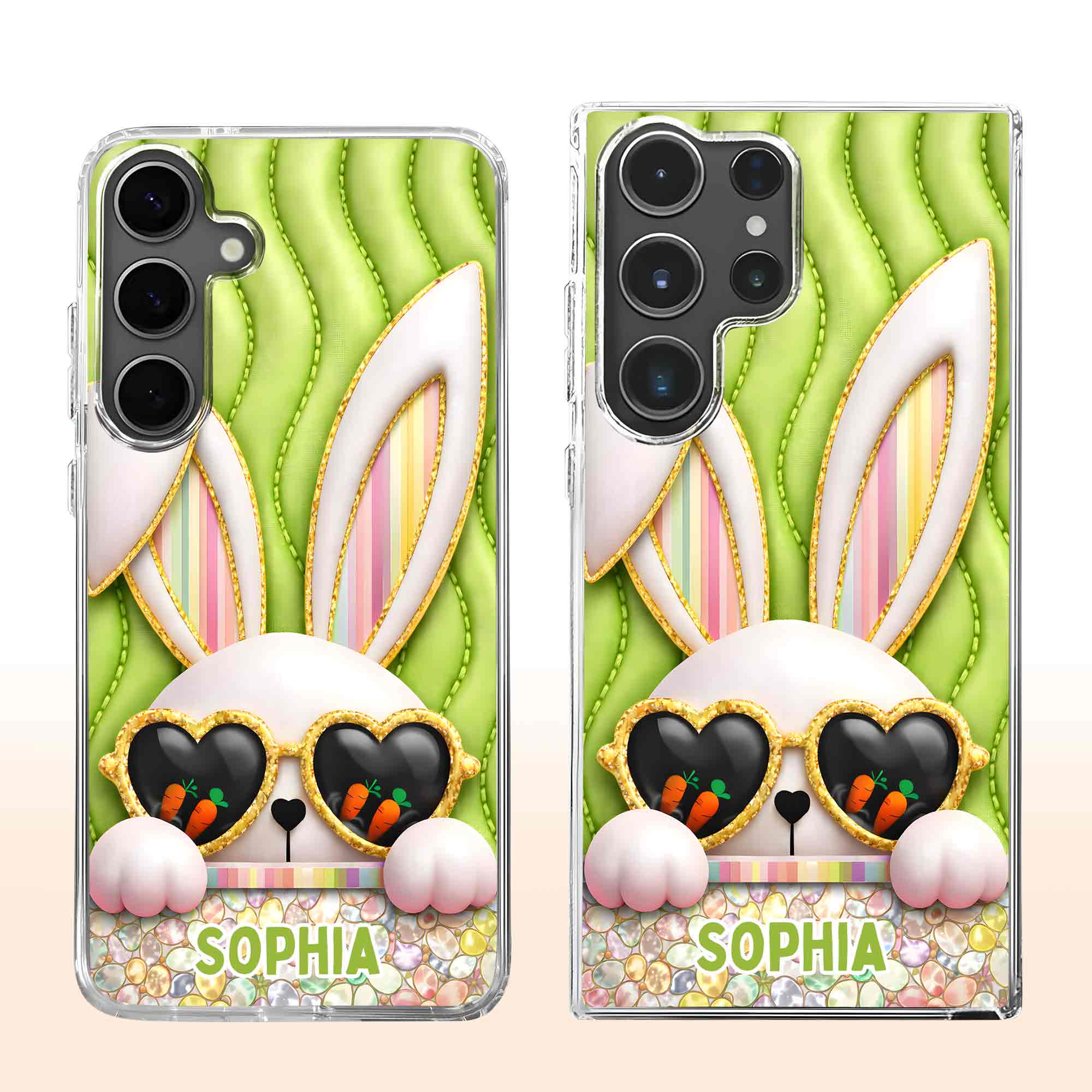 Cute Bunny With Heart Sunglasses And Carrots Bringing Joy To Your Day - Personalized Clear Phone Case - FTH134_PHC - Image 10