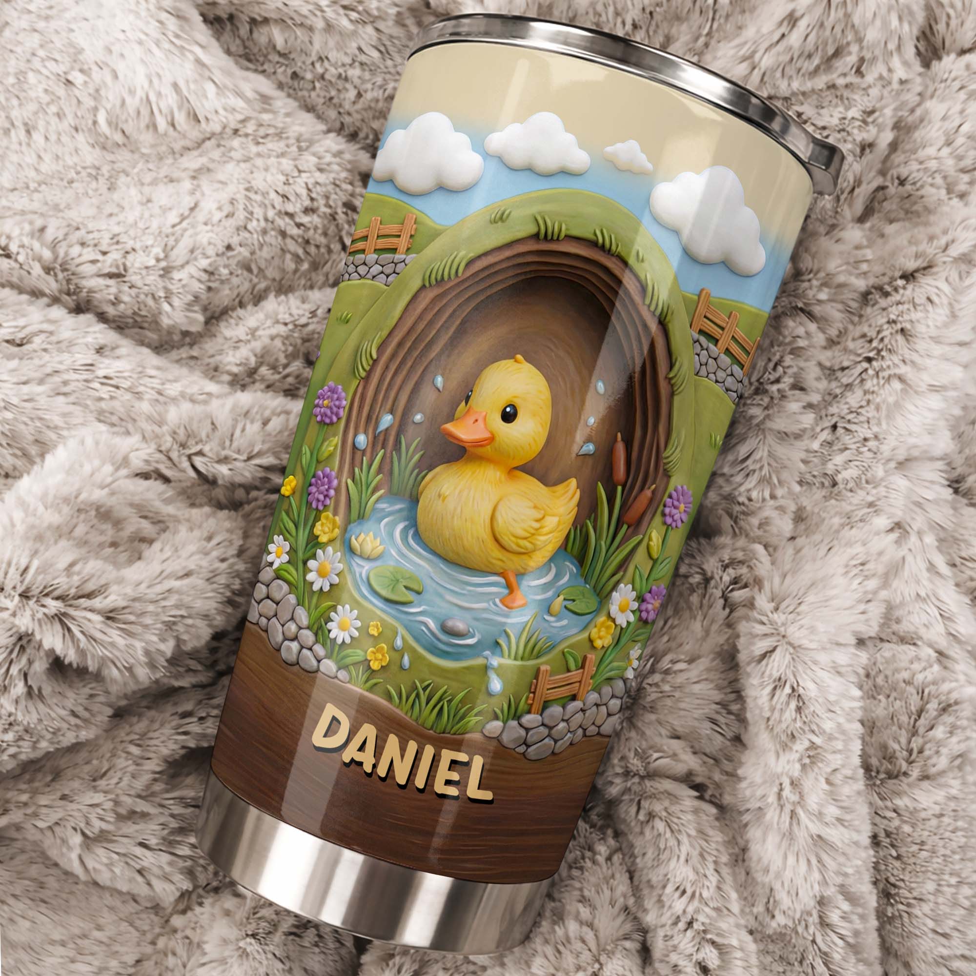 Cute Cow In A Meadow With Flowers And Rolling Hills - Personalized Custom Stainless Steel Tumbler 20oz 30oz - FARM042_TB - Image 3