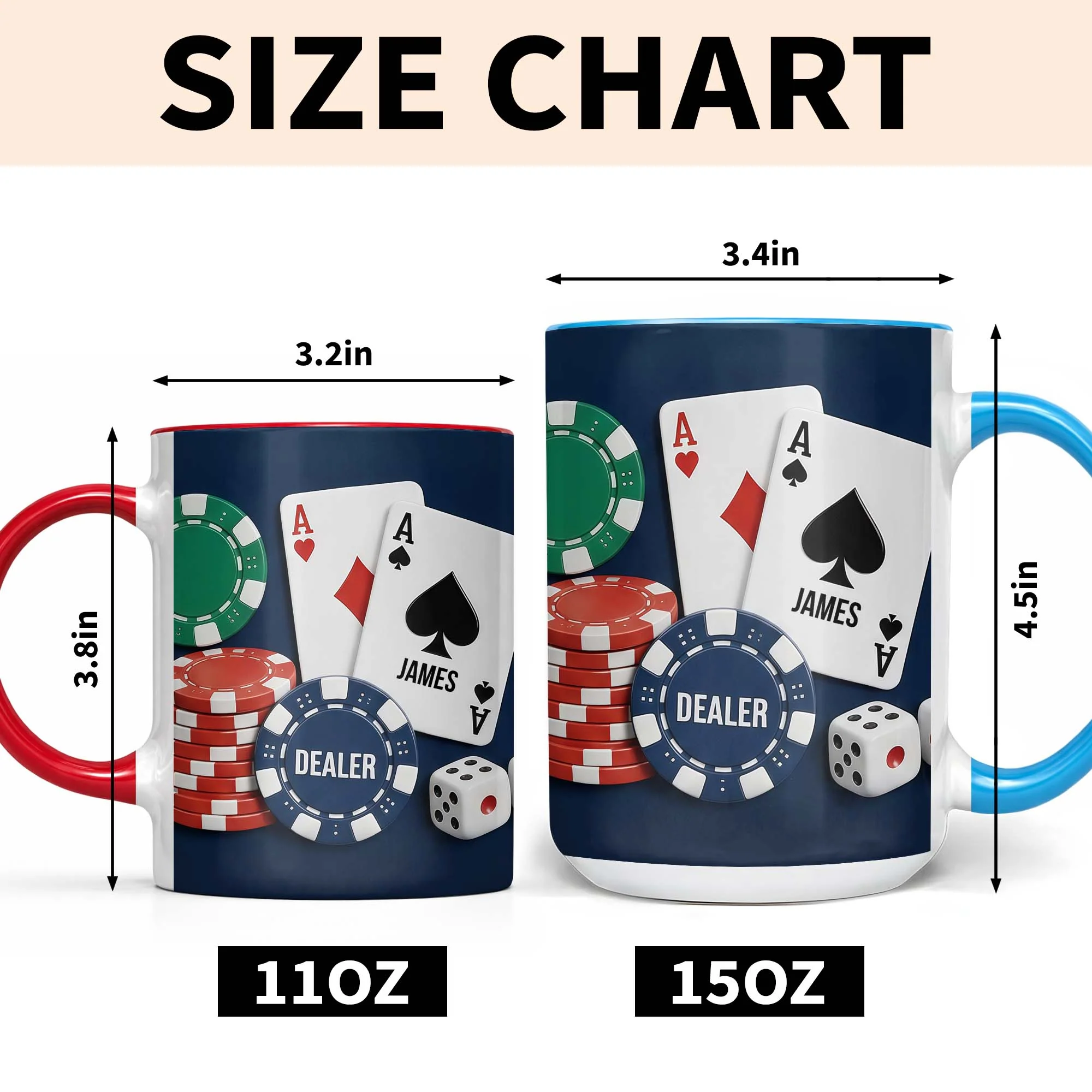 Dealer Custom Poker Playing Cards And Casino Chips Design - Personalized Custom Accent Mug - HOB109_AMUG - Image 7