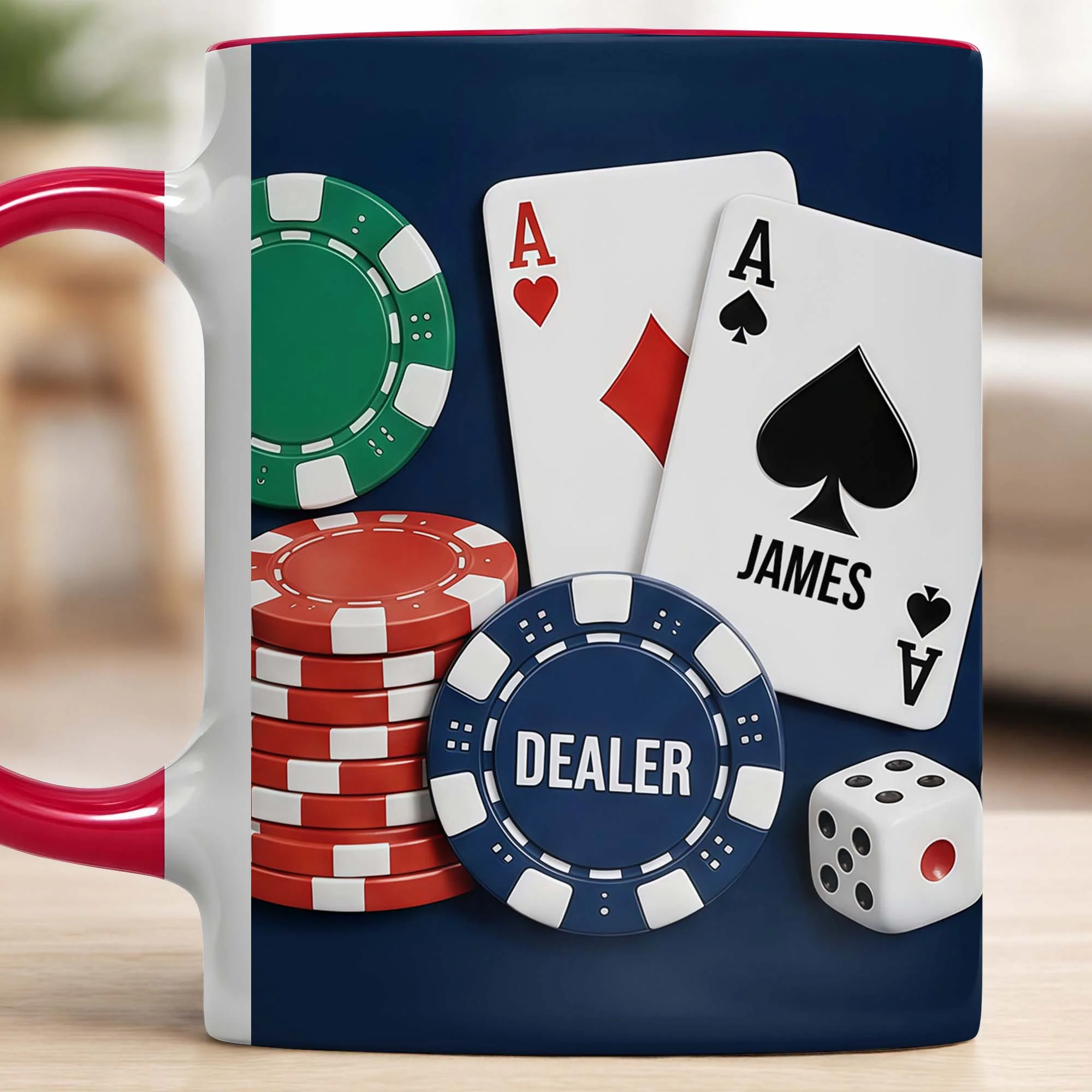 Dealer Custom Poker Playing Cards And Casino Chips Design - Personalized Custom Accent Mug - HOB109_AMUG - Image 9