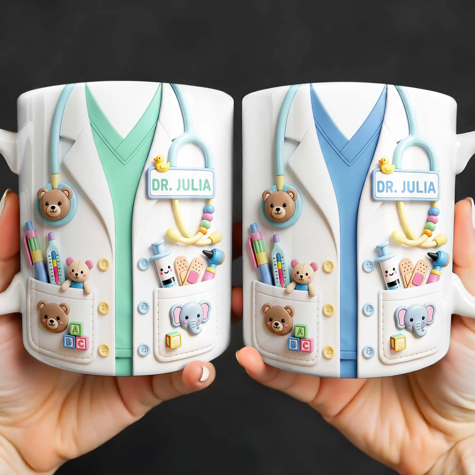 Dr. Personalized Pediatrician White Coat With Teddy Bear And Stethoscope - Personalized Custom Coffee Mug - DOC107_MG - Image 5