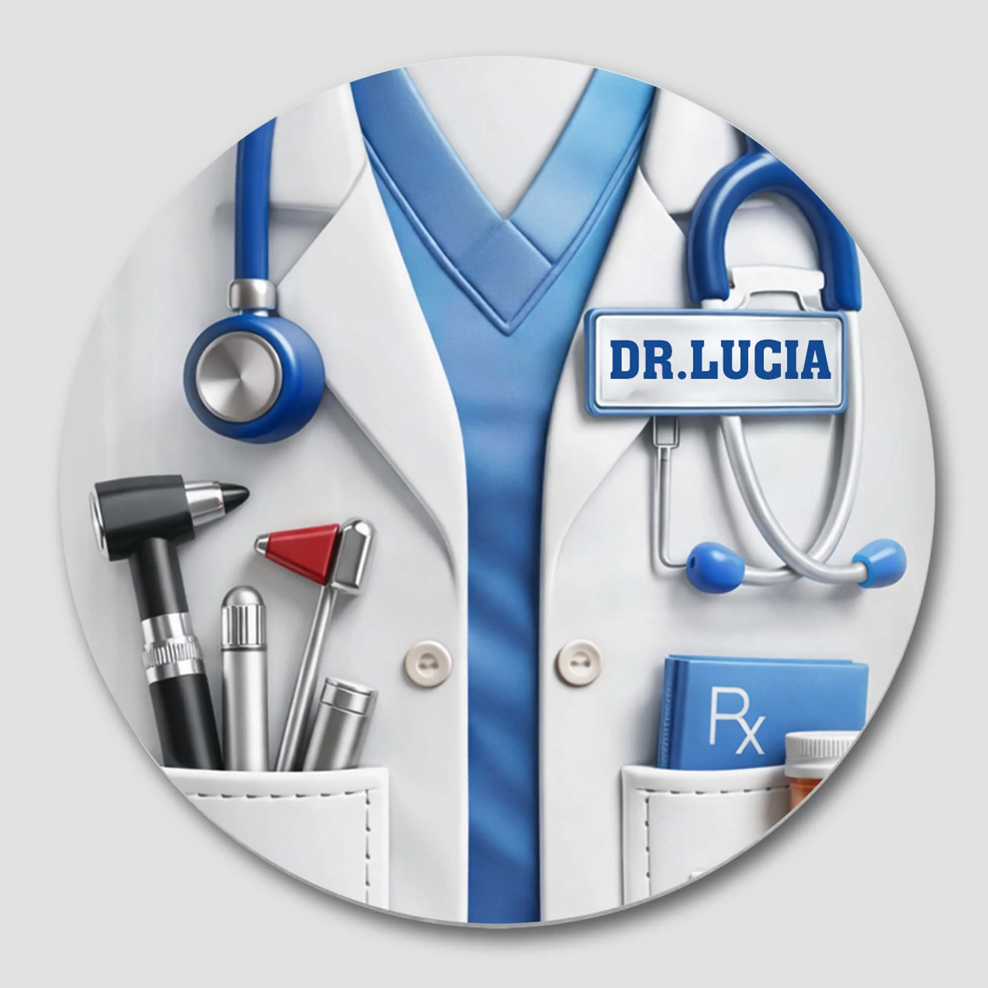 Dr. Rx Medical Lab Coat And Stethoscope Professional Design - Personalized Custom Ceramic Coaster - DOC078_ROCO - Image 8