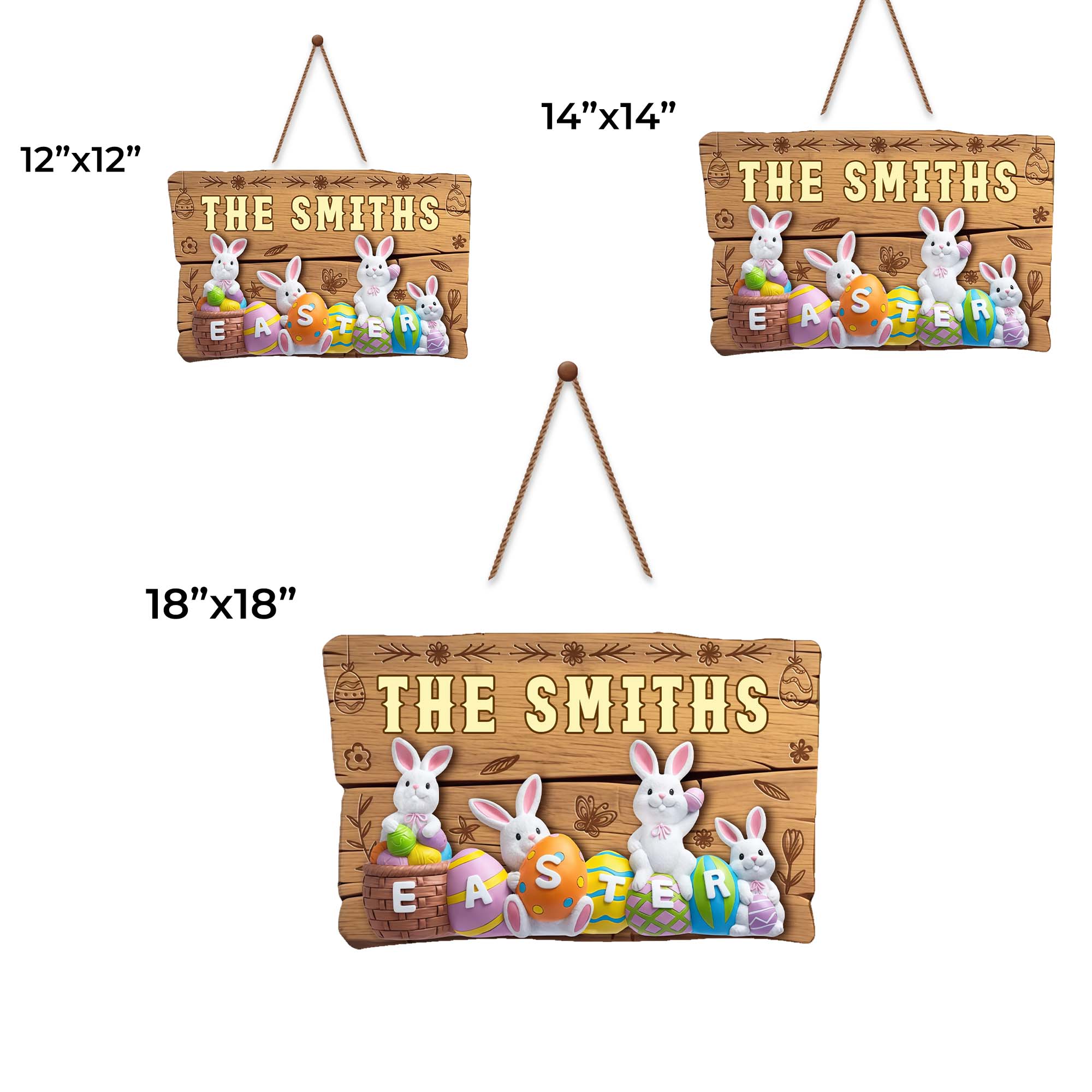 Easter Bunnies And Colorful Eggs Personalized Family Wood Sign - Personalized Custom Shaped Wood Sign - FAM751_WSIGN - Image 6