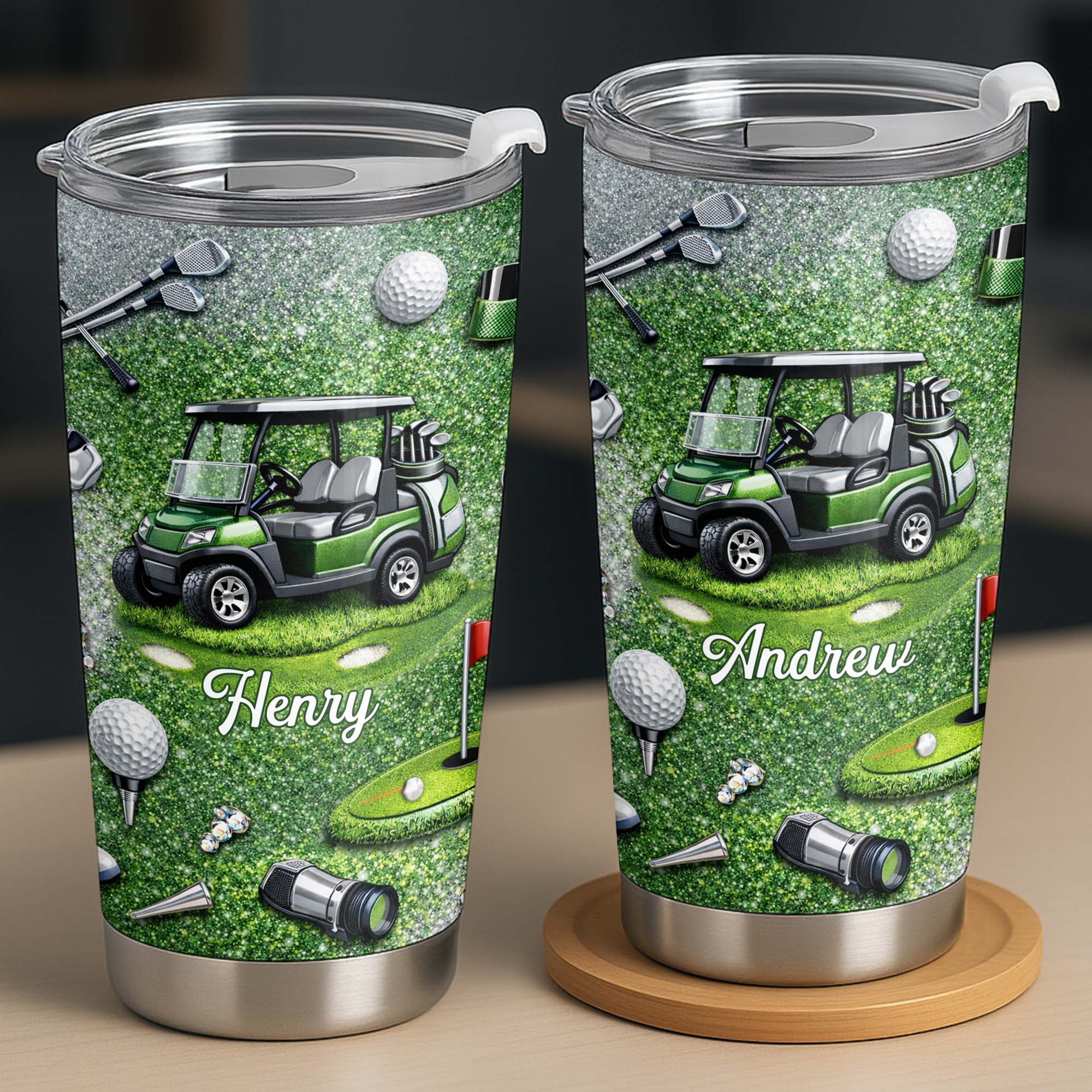 Eat Sleep Golf Repeat With Golf Cart And Clubs - Personalized Custom Stainless Steel Tumbler 20oz 30oz - GOLF019_TB - Image 8