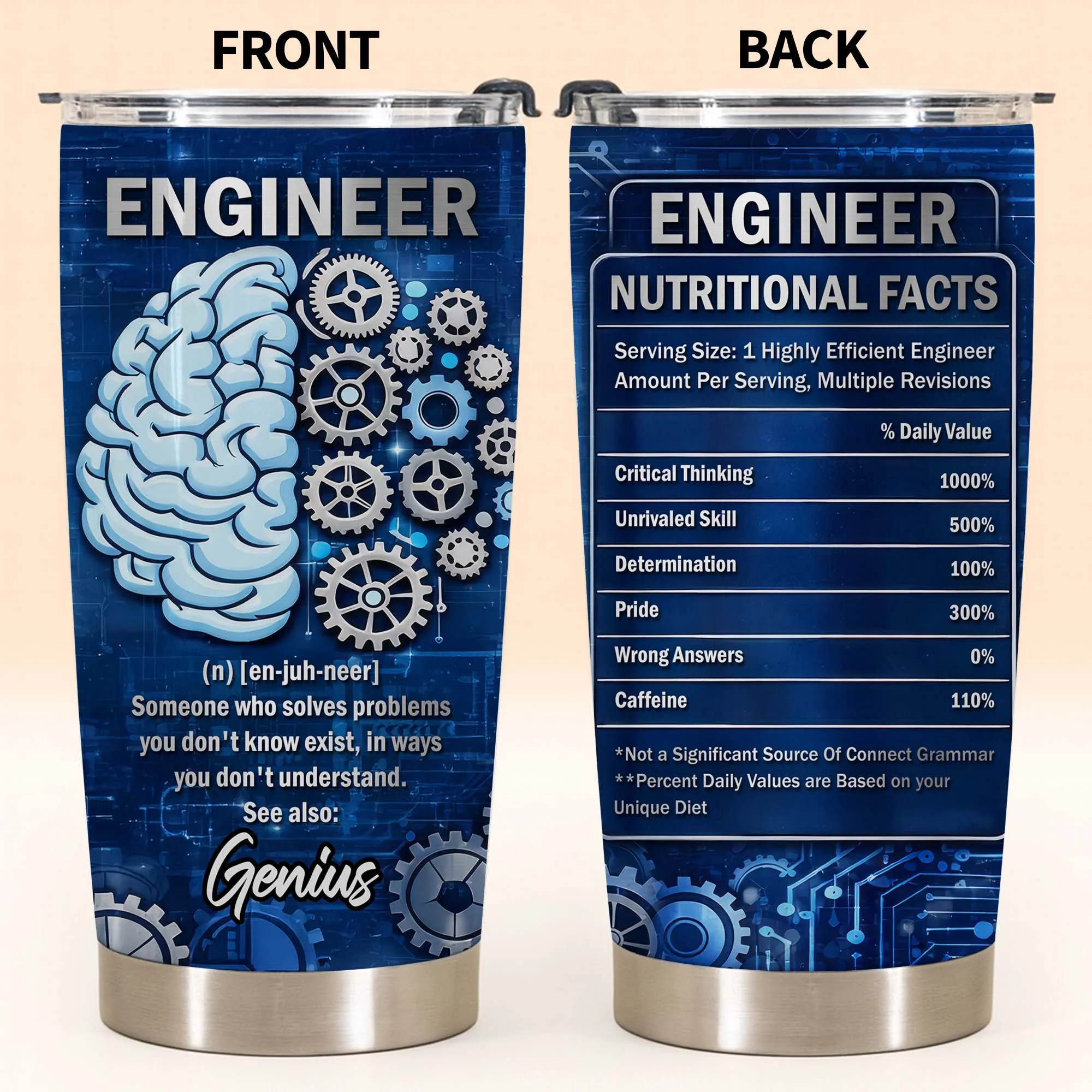 Engineer Someone Who Solves Problems Brain And Gears Design - Personalized Custom Stainless Steel Tumbler 20oz 30oz - JBS136_TB - Image 5