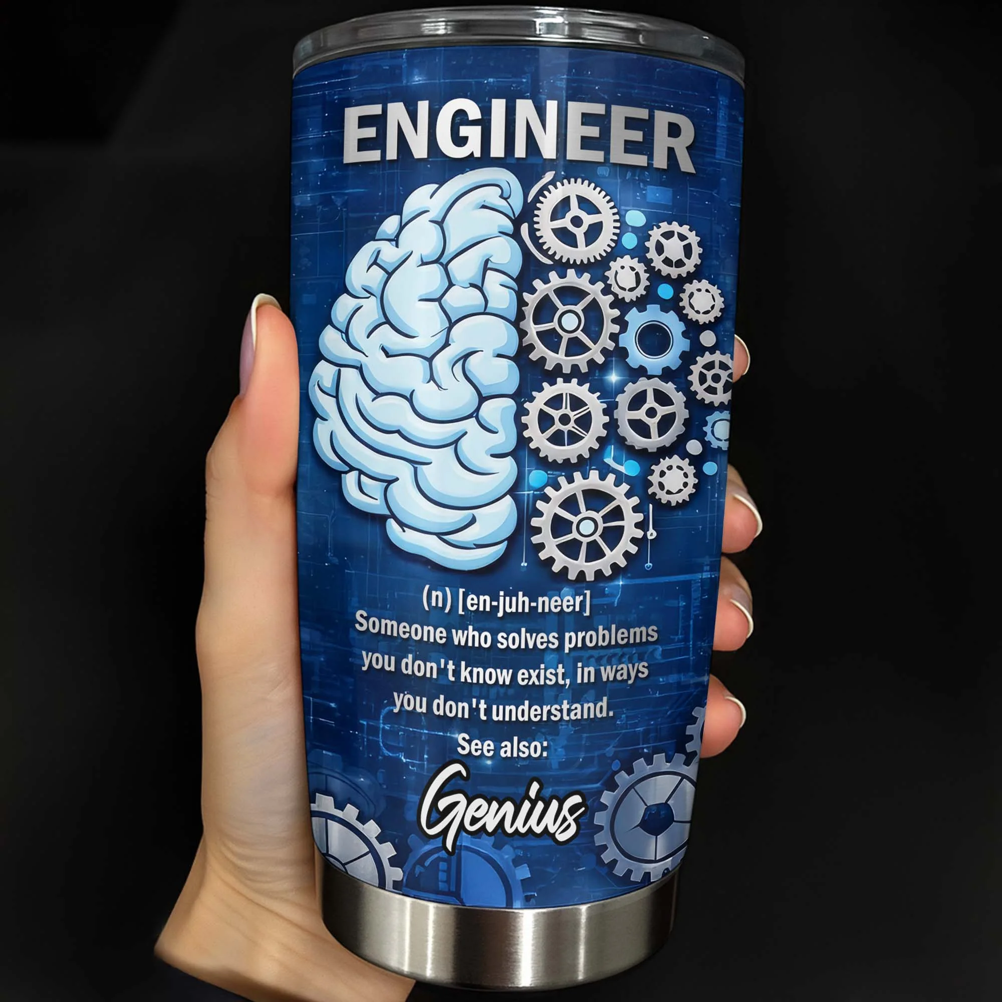 Engineer Someone Who Solves Problems Brain And Gears Design - Personalized Custom Stainless Steel Tumbler 20oz 30oz - JBS136_TB - Image 8
