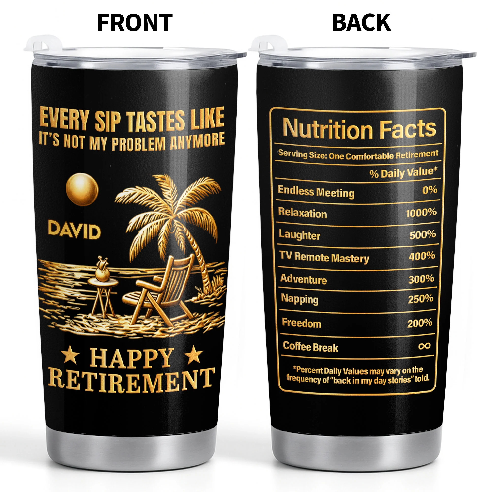 Every Sip Tastes Like It Is Not My Problem Anymore Happy Retirement Palm Tree Beach - Personalized Custom Stainless Steel Tumbler 20oz 30oz - RETIRE051_TB - Image 4