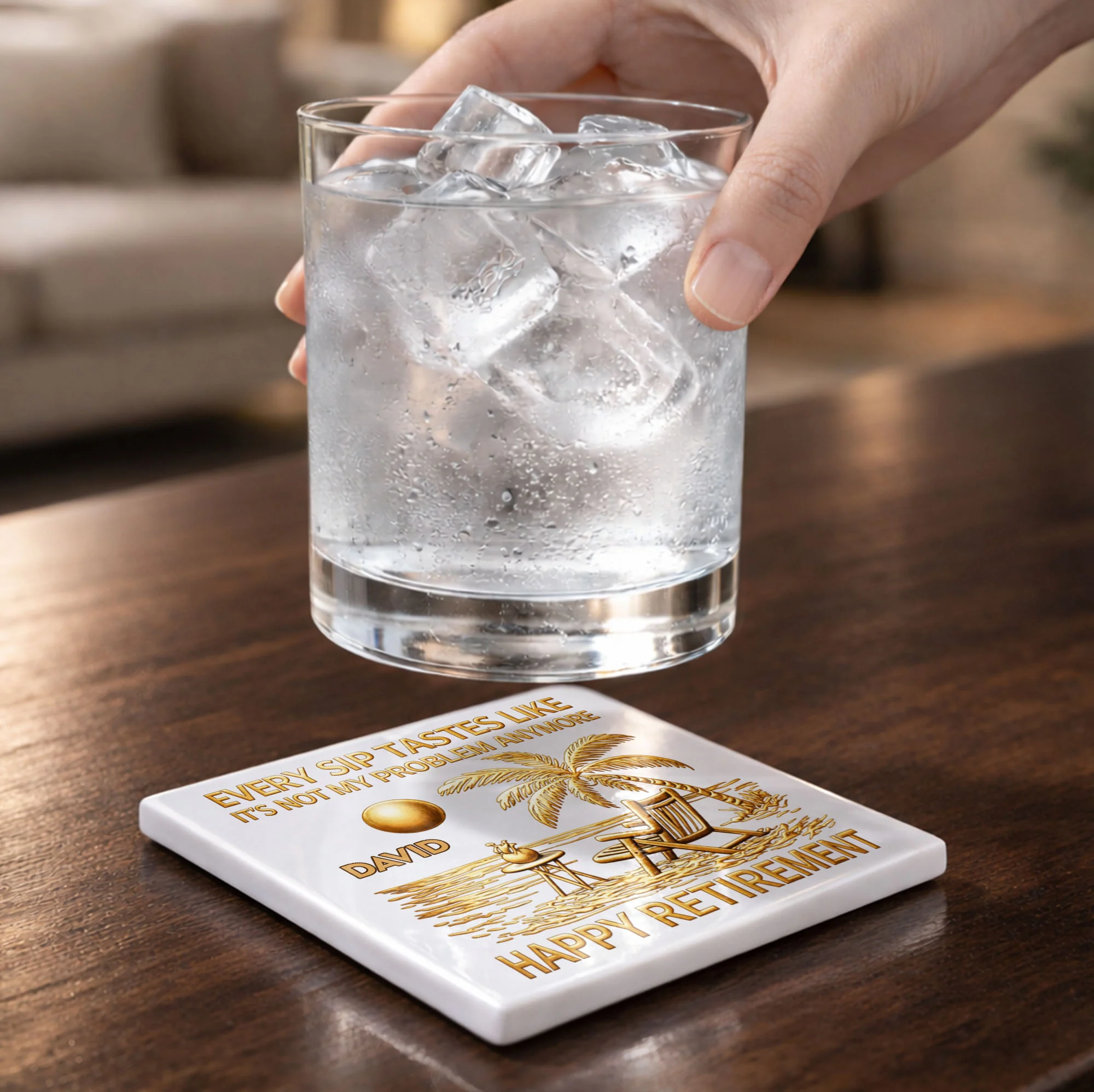 Every Sip Tastes Like It's Not My Problem Anymore Retirement Palm Tree - Personalized Custom Ceramic Coaster, Square Shape - RETIRE014_SOCO - Image 8