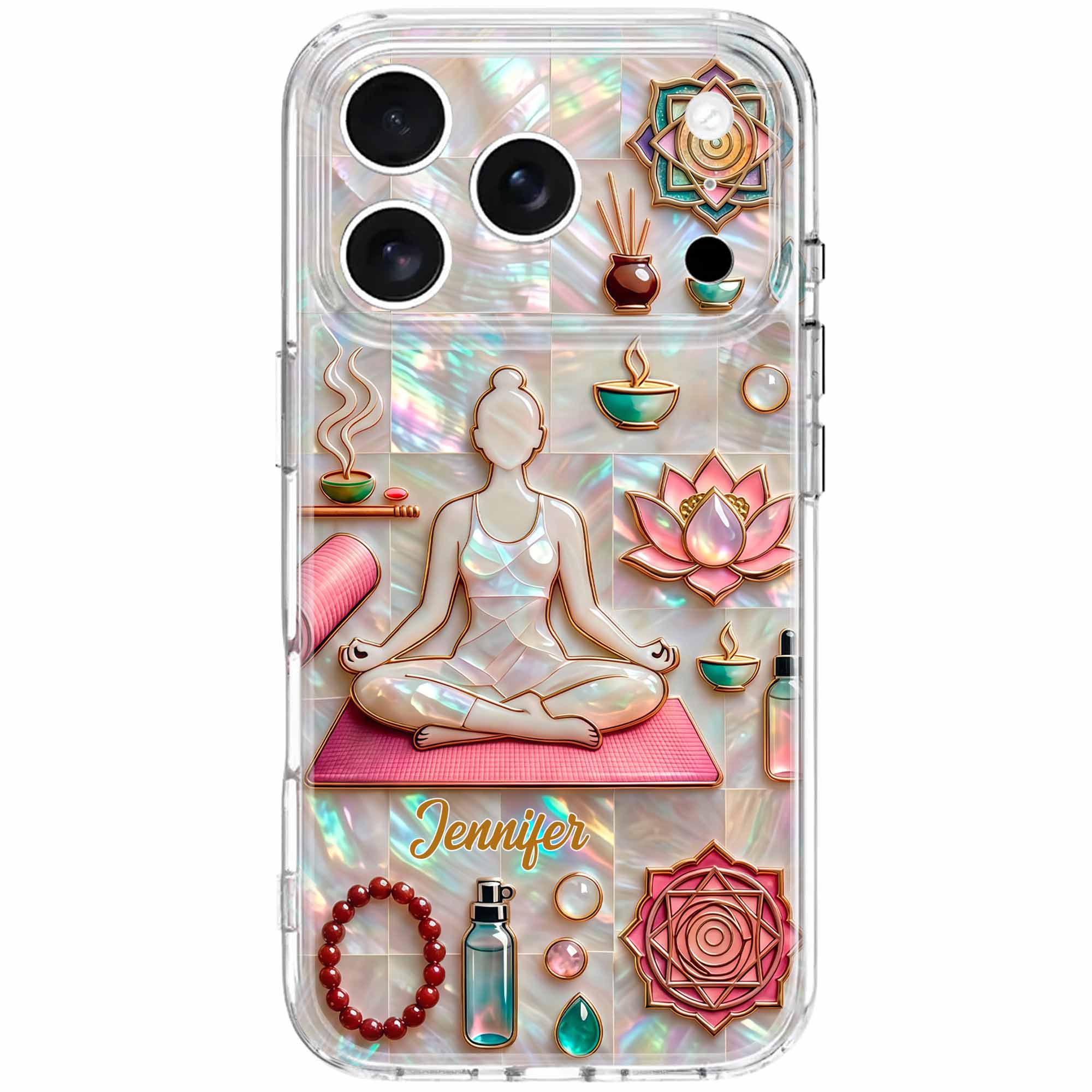 Find Your Inner Peace And Balance Yoga Woman With Lotus Flower - Personalized Clear Phone Case - YOGA013_PHC - Image 8