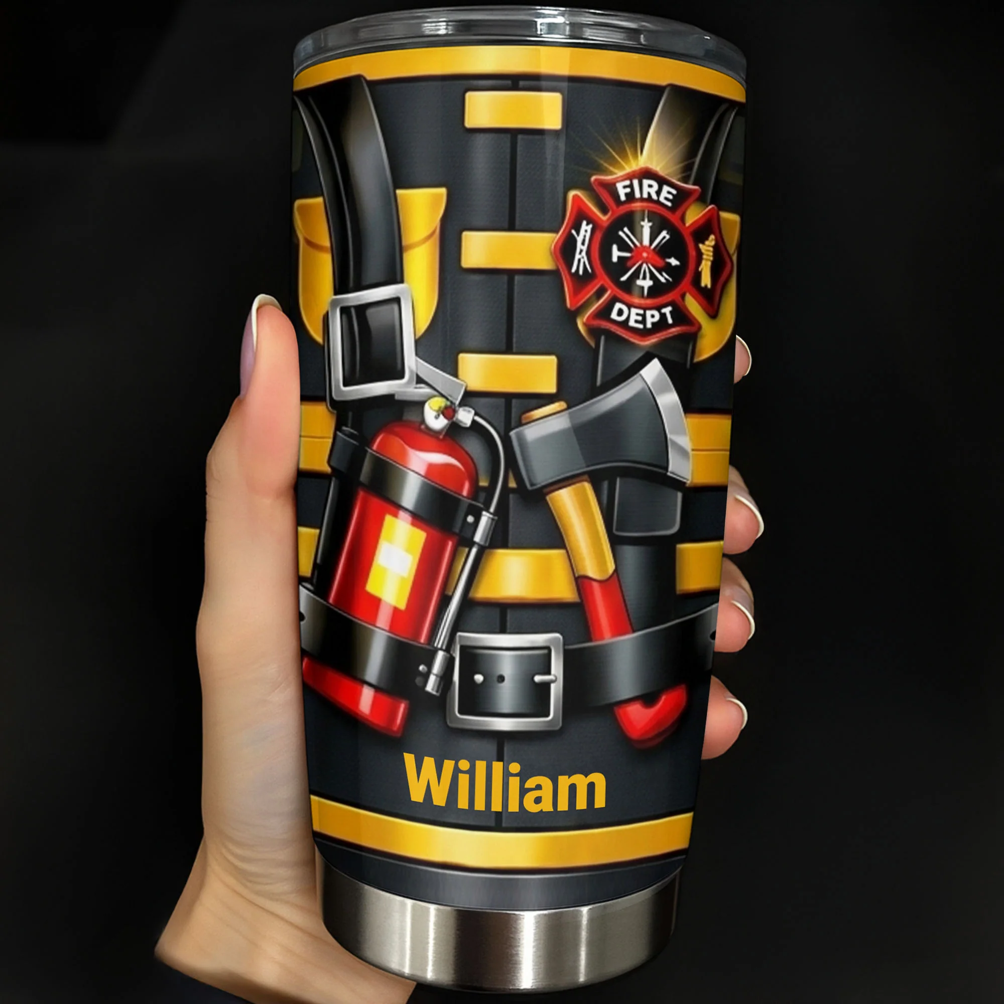 Firefighter Nutrition Facts With Fire Extinguisher And Axe Design - Personalized Custom Stainless Steel Tumbler 20oz 30oz - FIF062_TB - Image 8