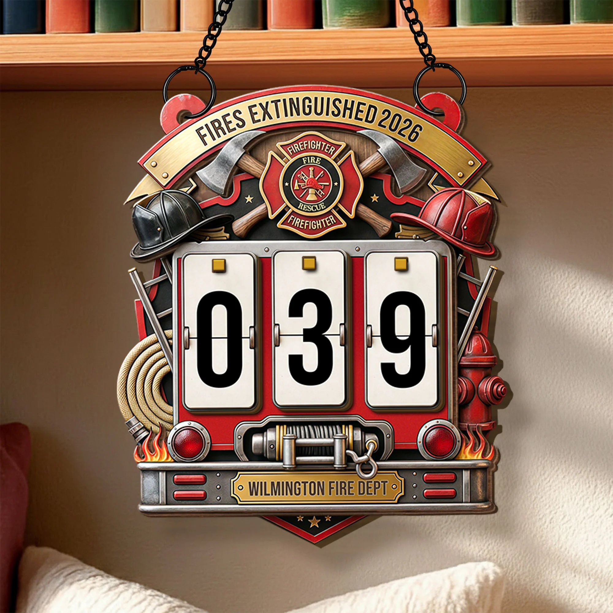 Fires Extinguished Tracker With Axes Helmets And Fire Dept Emblem - Personalized Custom Tracker Sign - FIF071_TRASIG - Image 5