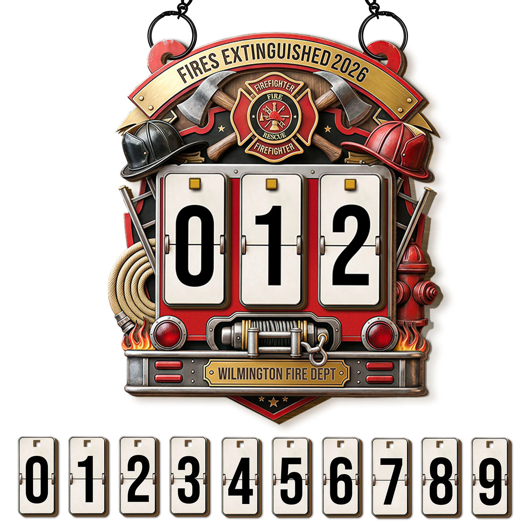 Fires Extinguished Tracker With Axes Helmets And Fire Dept Emblem - Personalized Custom Tracker Sign - FIF071_TRASIG - Image 7