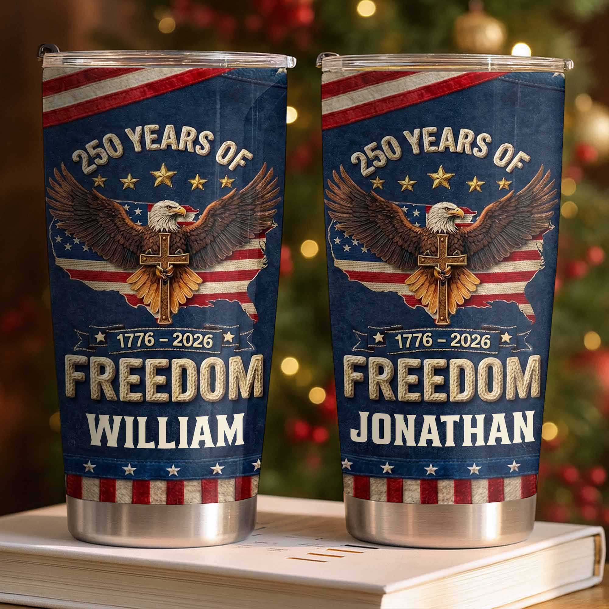 Freedom Bald Eagle Holding Cross With American Flag Map - Personalized Custom Stainless Steel Tumbler 20oz 30oz - INDE051_TB - Image 5