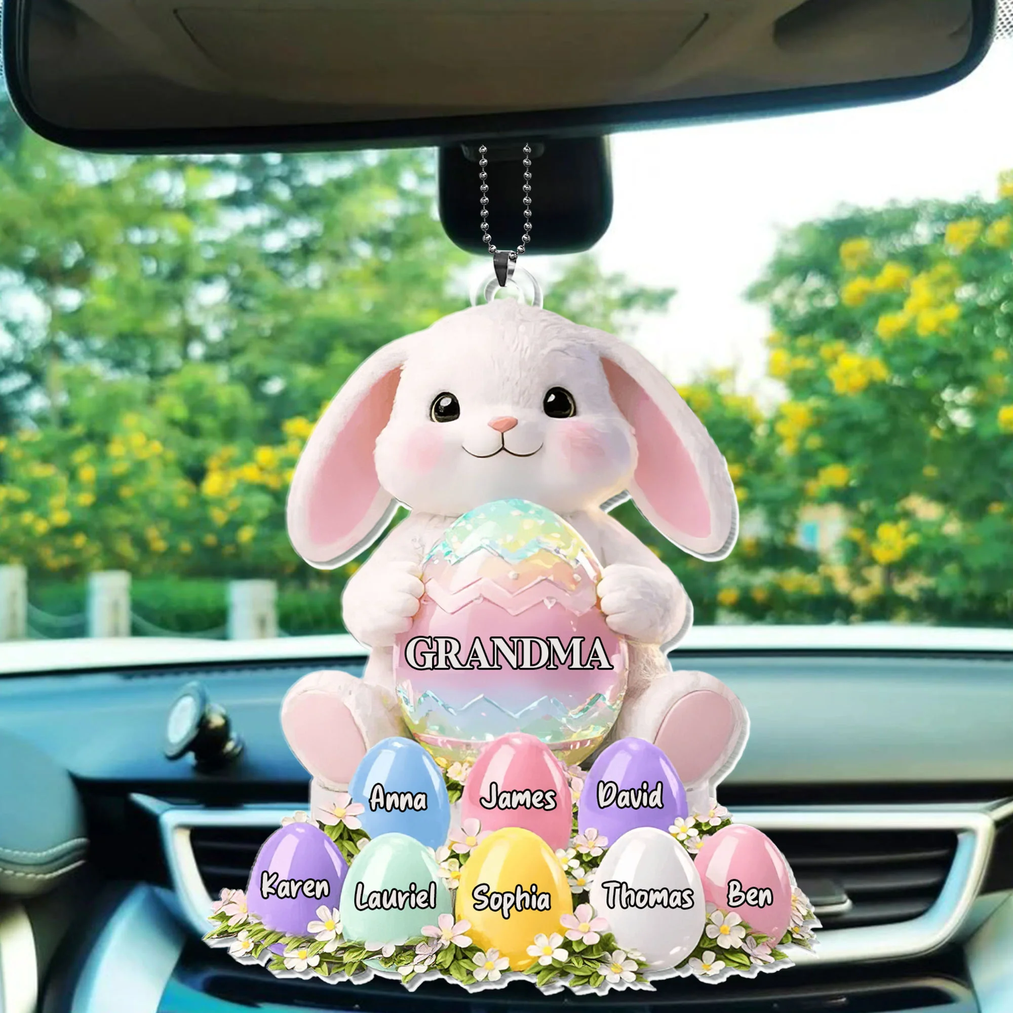 Grandma Bunny With Colorful Easter Eggs And Spring Flowers - Personalized Custom Acrylic Ornament, Car Hanging Ornament - GRM114_ACA - Image 5