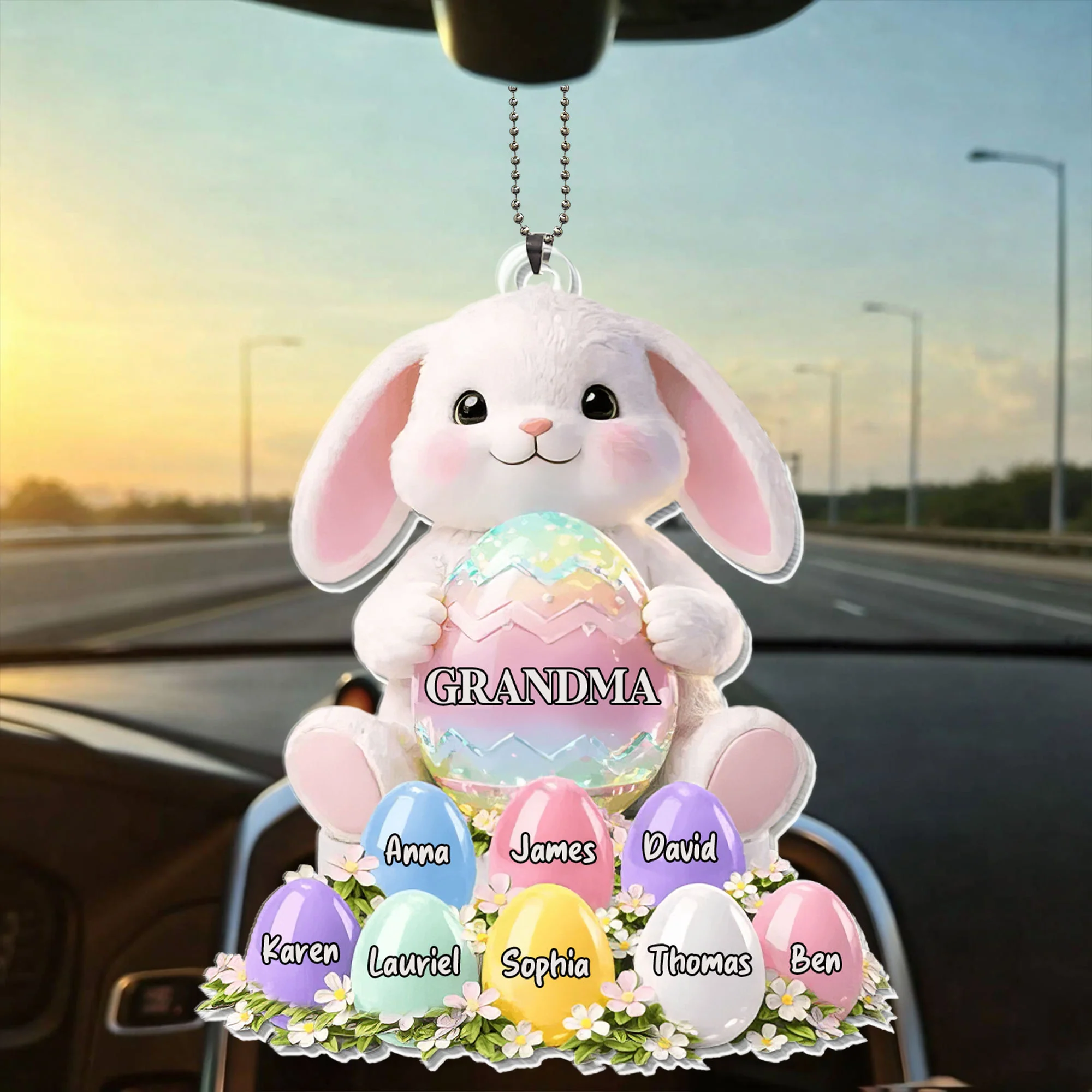 Grandma Bunny With Colorful Easter Eggs And Spring Flowers - Personalized Custom Acrylic Ornament, Car Hanging Ornament - GRM114_ACA - Image 8
