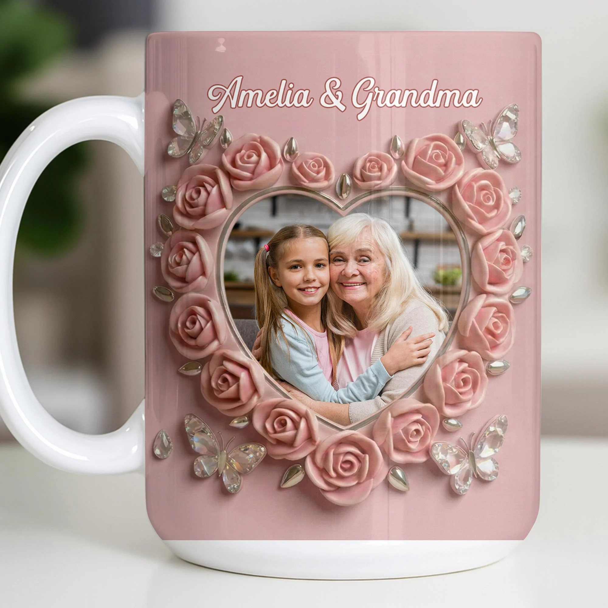 Grandma Love Like No Other Roses Heart And Butterflies - Personalized Custom Coffee Mug - GRM115_MG - Image 11