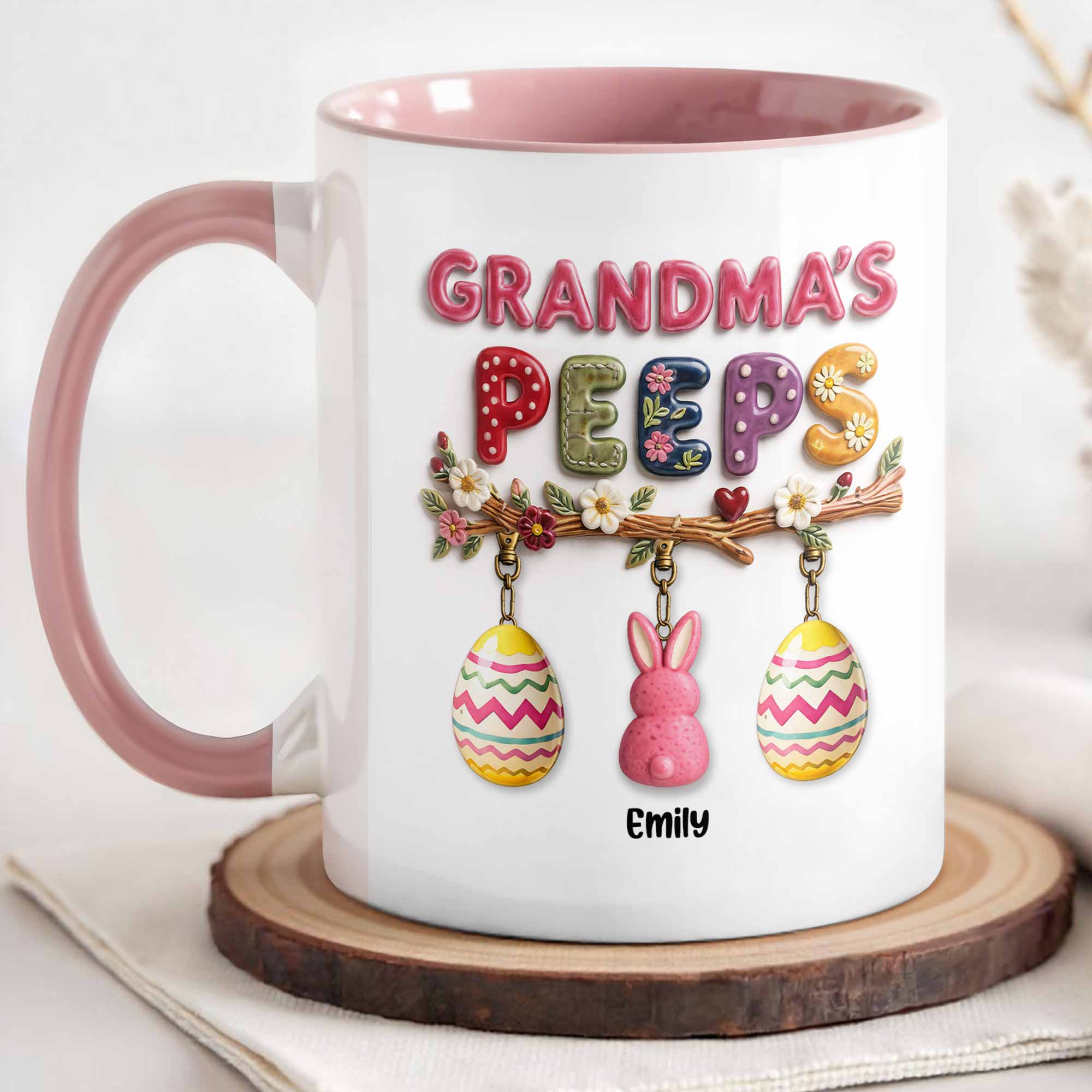 Grandma's Peeps With Easter Eggs And Bunny Peeps On Branch - Personalized Custom Accent Mug - GRM108_AMUG - Image 6