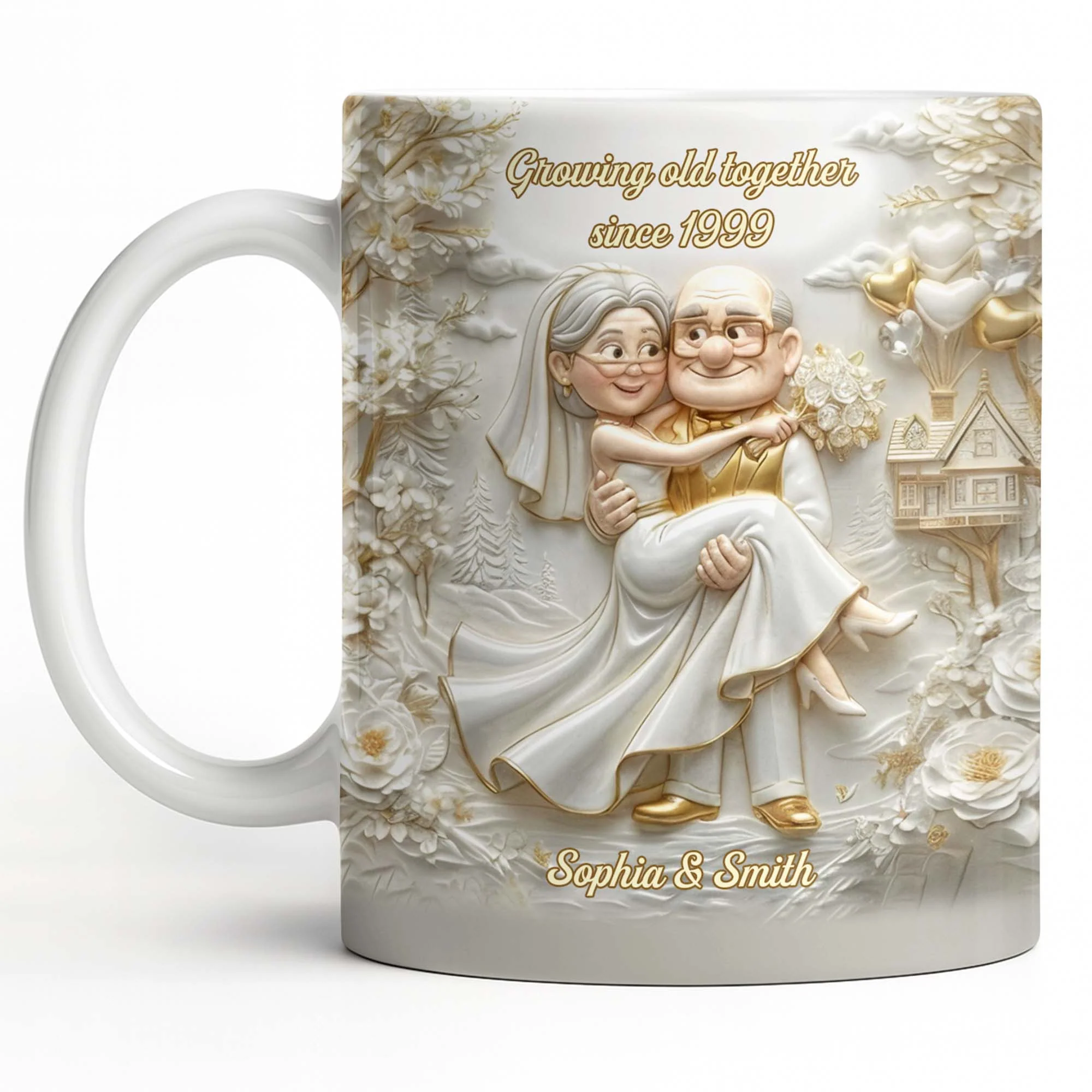 Growing Old Together Custom Couple With House And Balloons Design - Personalized Custom Coffee Mug - CPL1385_MG - Image 12