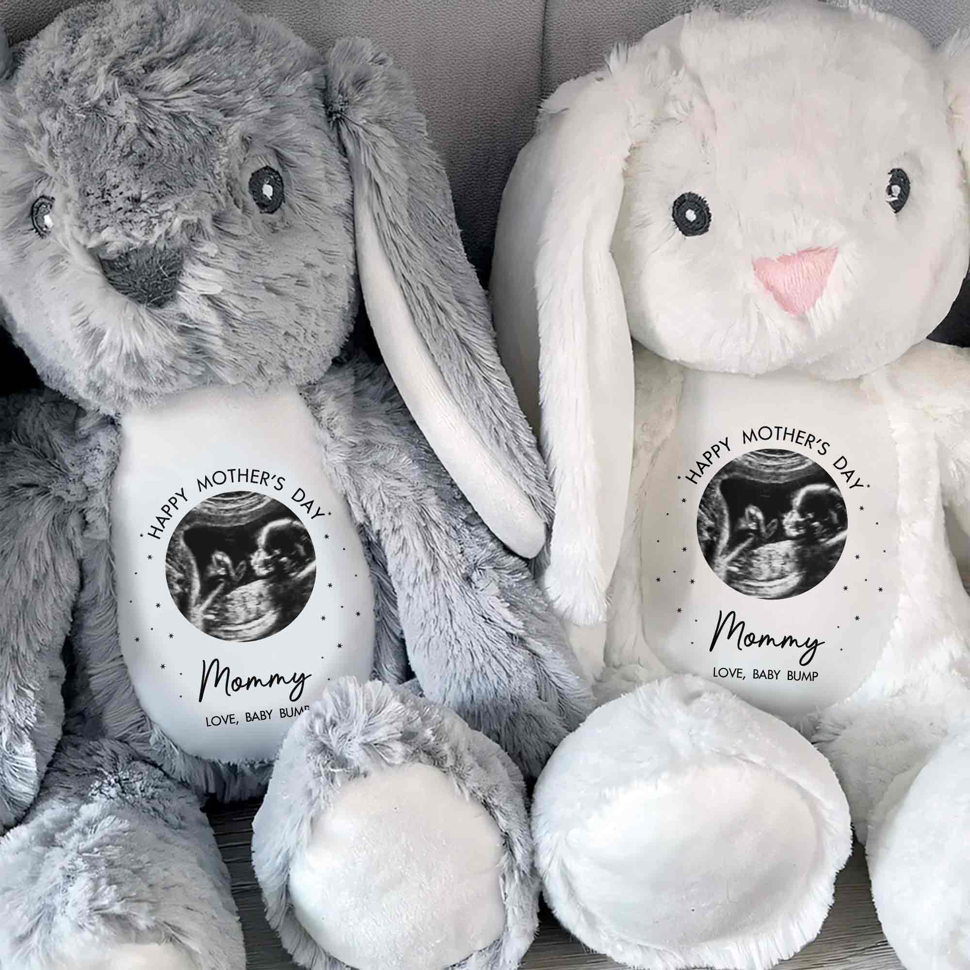 Happy Mother's Day Mommy Baby Bump Ultrasound Photo Stars Bunny - Personalized Stuffed Bunny - MOM180_BUN - Image 3