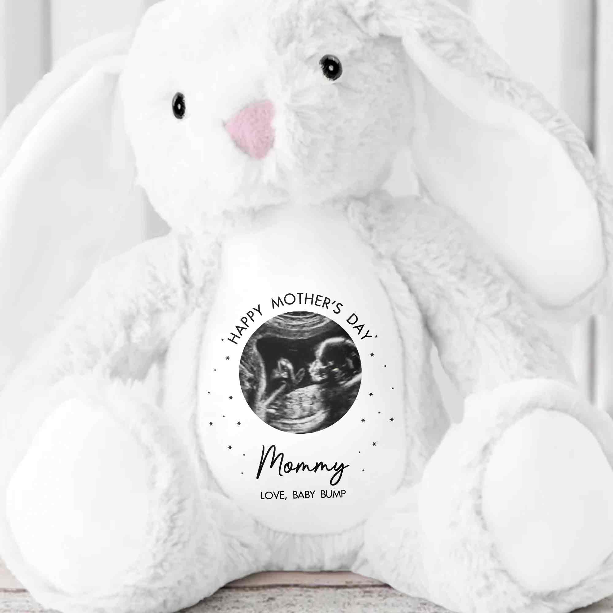 Happy Mother's Day Mommy Baby Bump Ultrasound Photo Stars Bunny - Personalized Stuffed Bunny - MOM180_BUN - Image 4