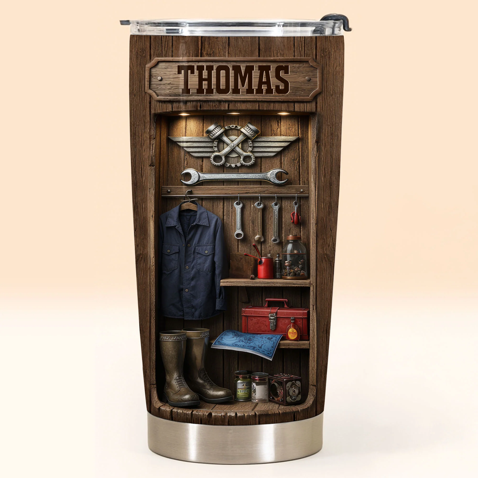Hardworking Hands Deserve A Break With Mechanic Tools And Wood Locker - Personalized Custom Stainless Steel Tumbler 20oz 30oz - JBS173_TB - Image 6