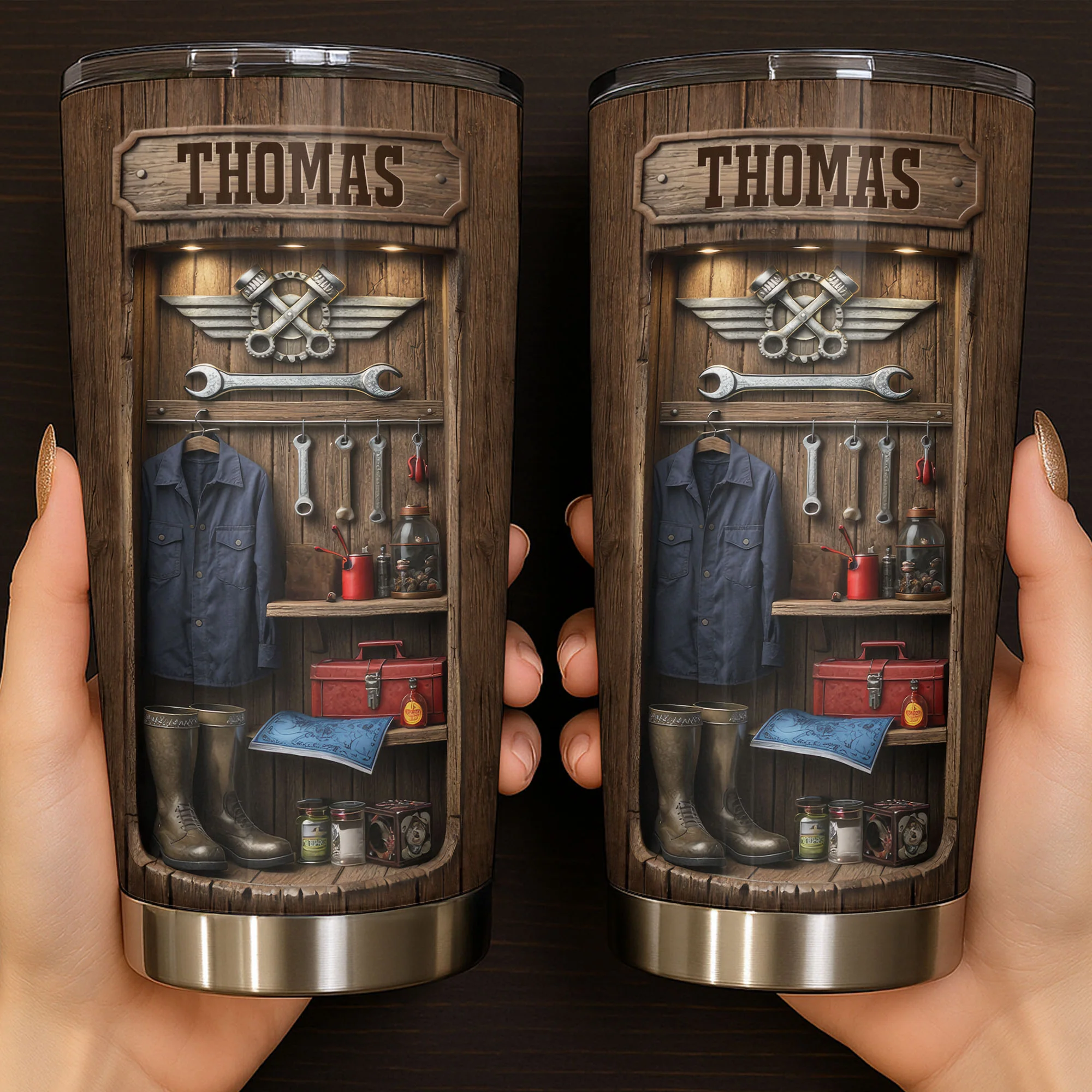 Hardworking Hands Deserve A Break With Mechanic Tools And Wood Locker - Personalized Custom Stainless Steel Tumbler 20oz 30oz - JBS173_TB - Image 8