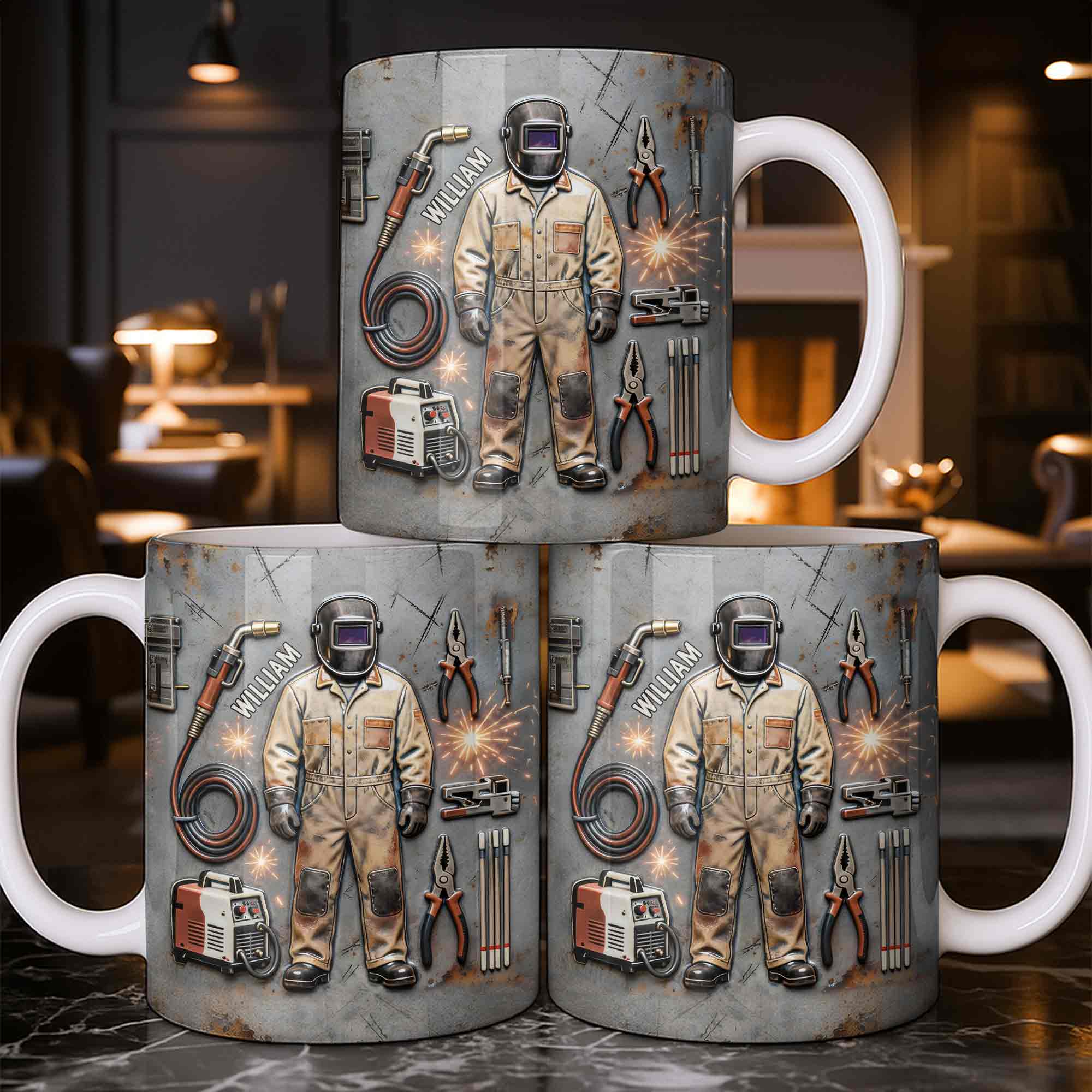 Hardworking Welder At Service With Welding Tools And Gear - Personalized Custom Coffee Mug - JBS134_MG - Image 8