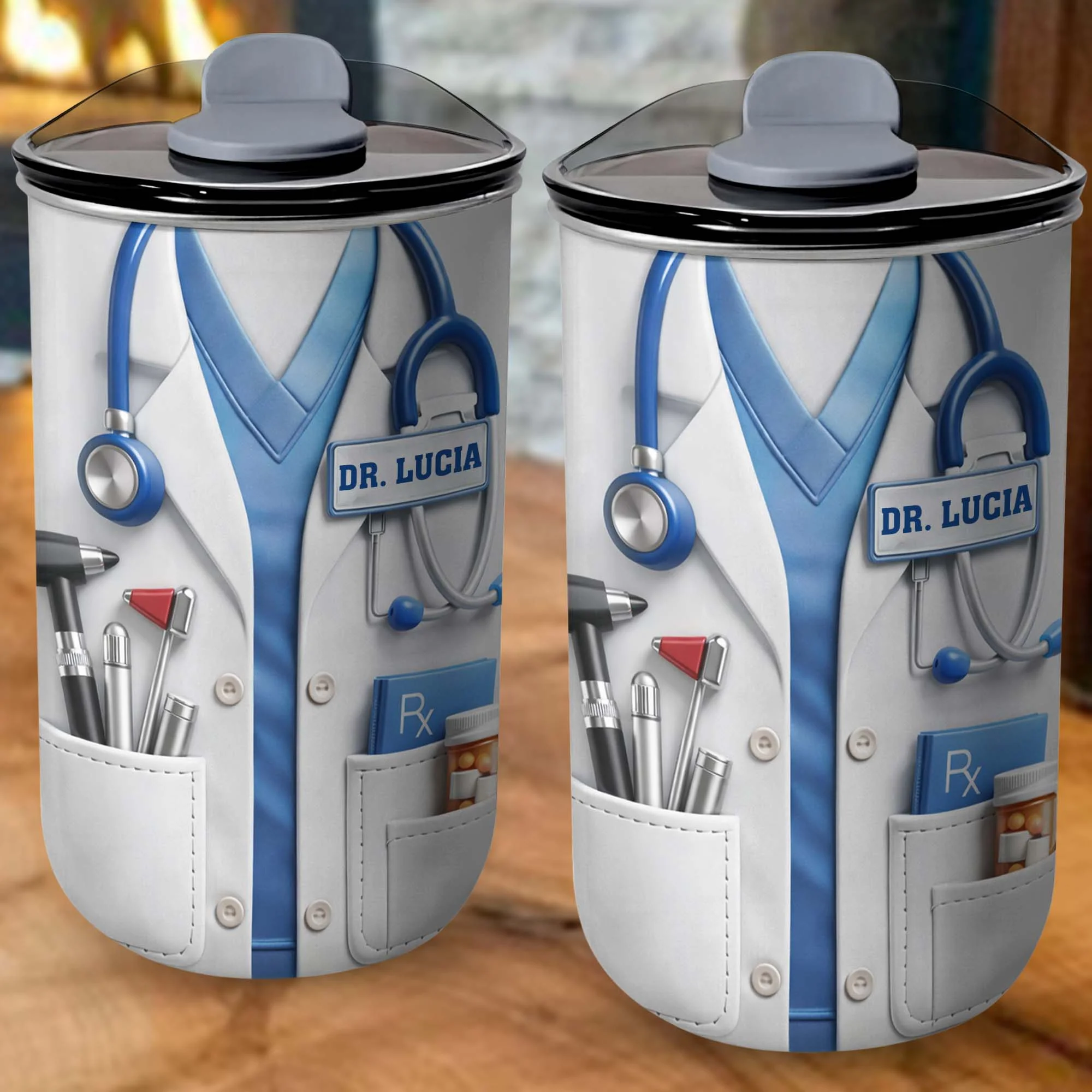 Healthcare Hero Lab Coat And Stethoscope Medical Uniform Design - Personalized Custom 10oz Tumbler - DOC078_MTUM - Image 10