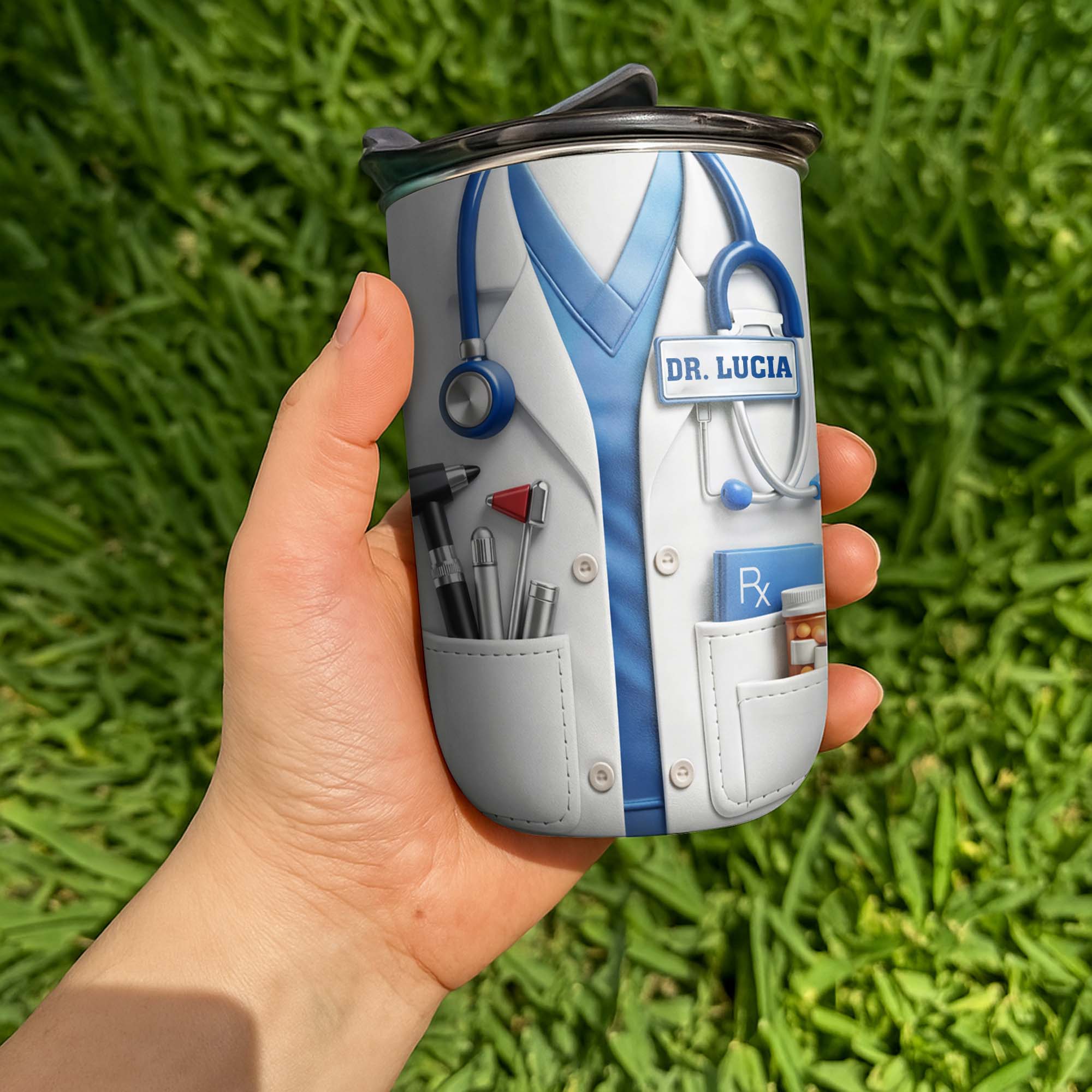 Healthcare Hero Lab Coat And Stethoscope Medical Uniform Design - Personalized Custom 10oz Tumbler - DOC078_MTUM - Image 7