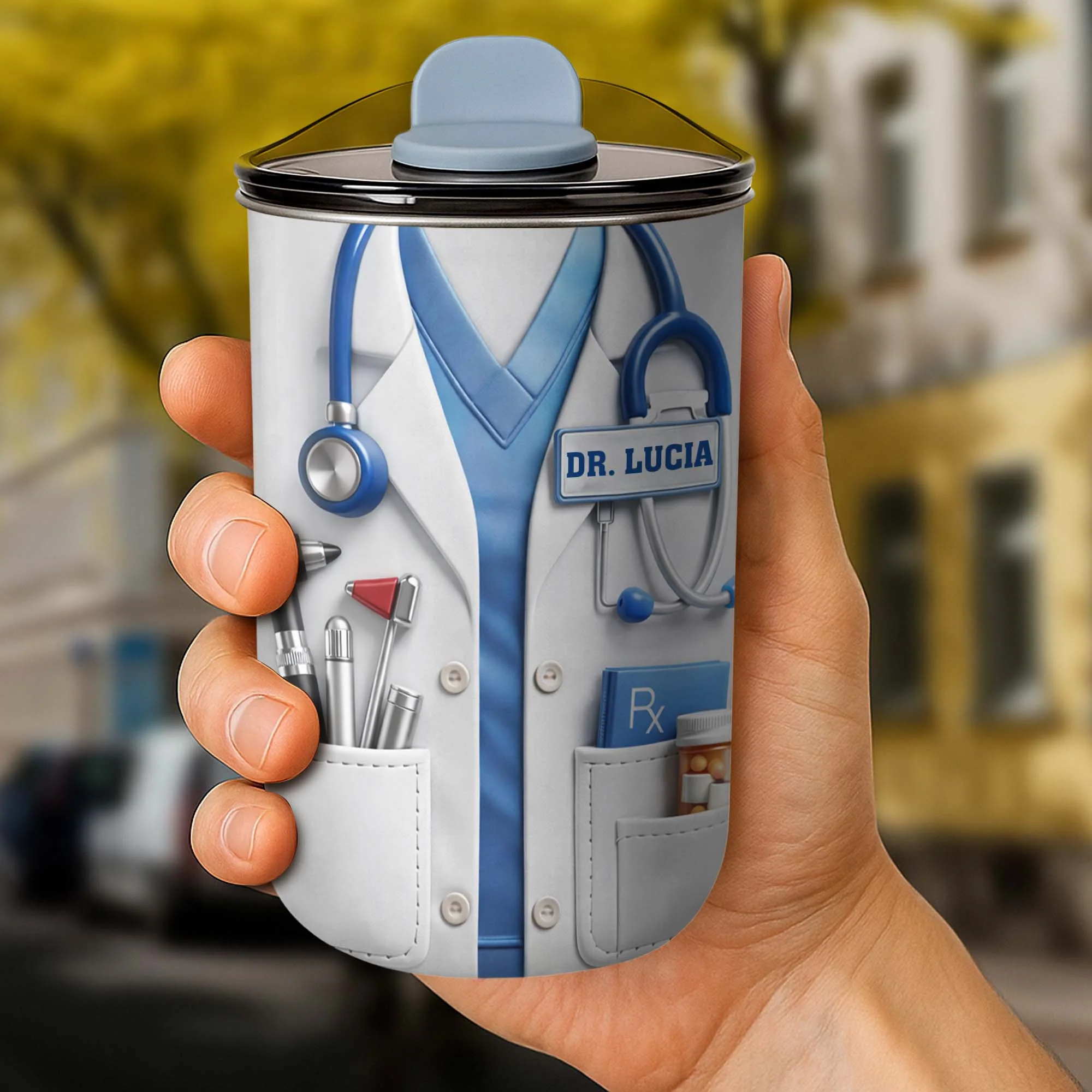 Healthcare Hero Lab Coat And Stethoscope Medical Uniform Design - Personalized Custom 10oz Tumbler - DOC078_MTUM - Image 8