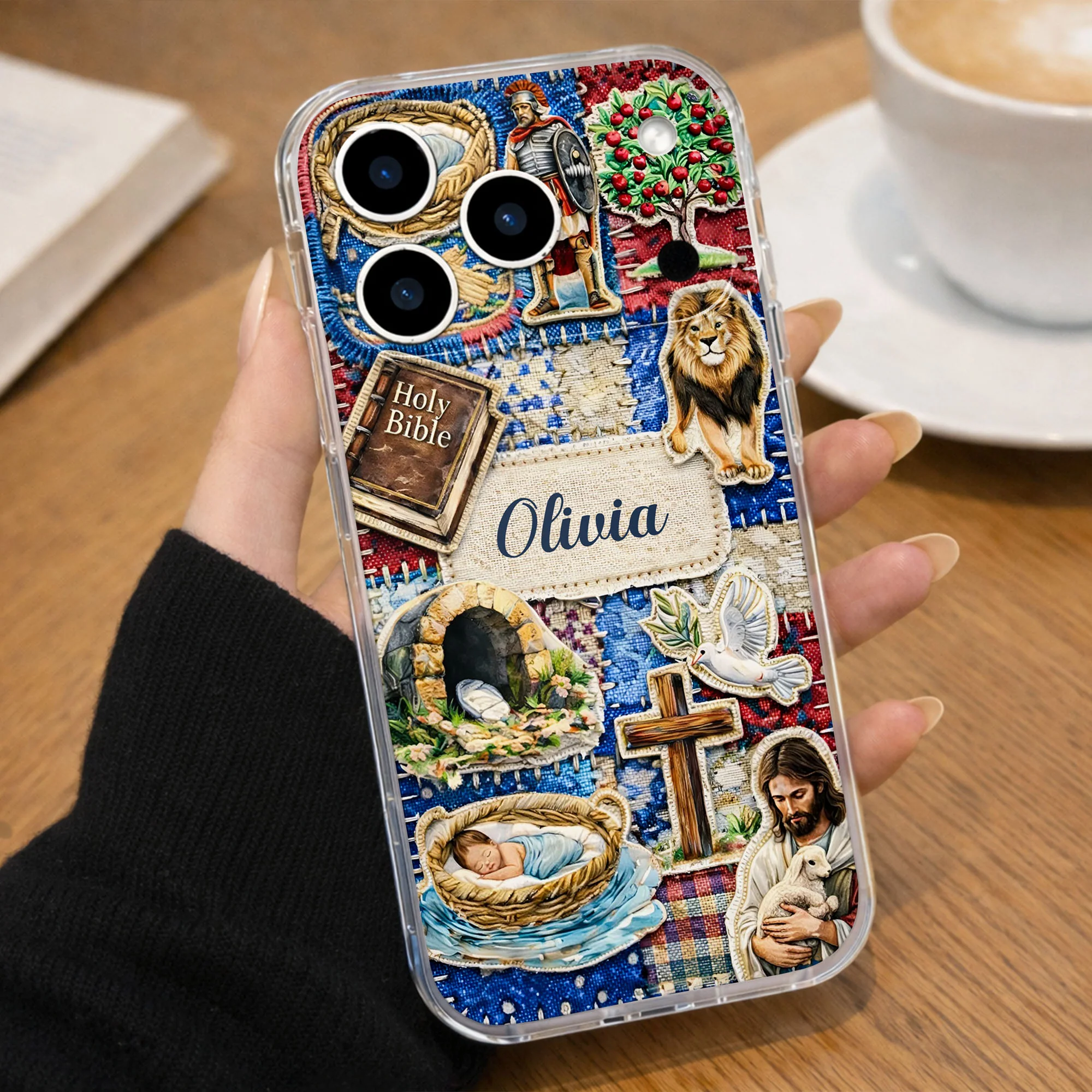 Holy Bible Cross And Jesus Religious Patchwork Design - Personalized Clear Phone Case - FTH129_PHC - Image 6