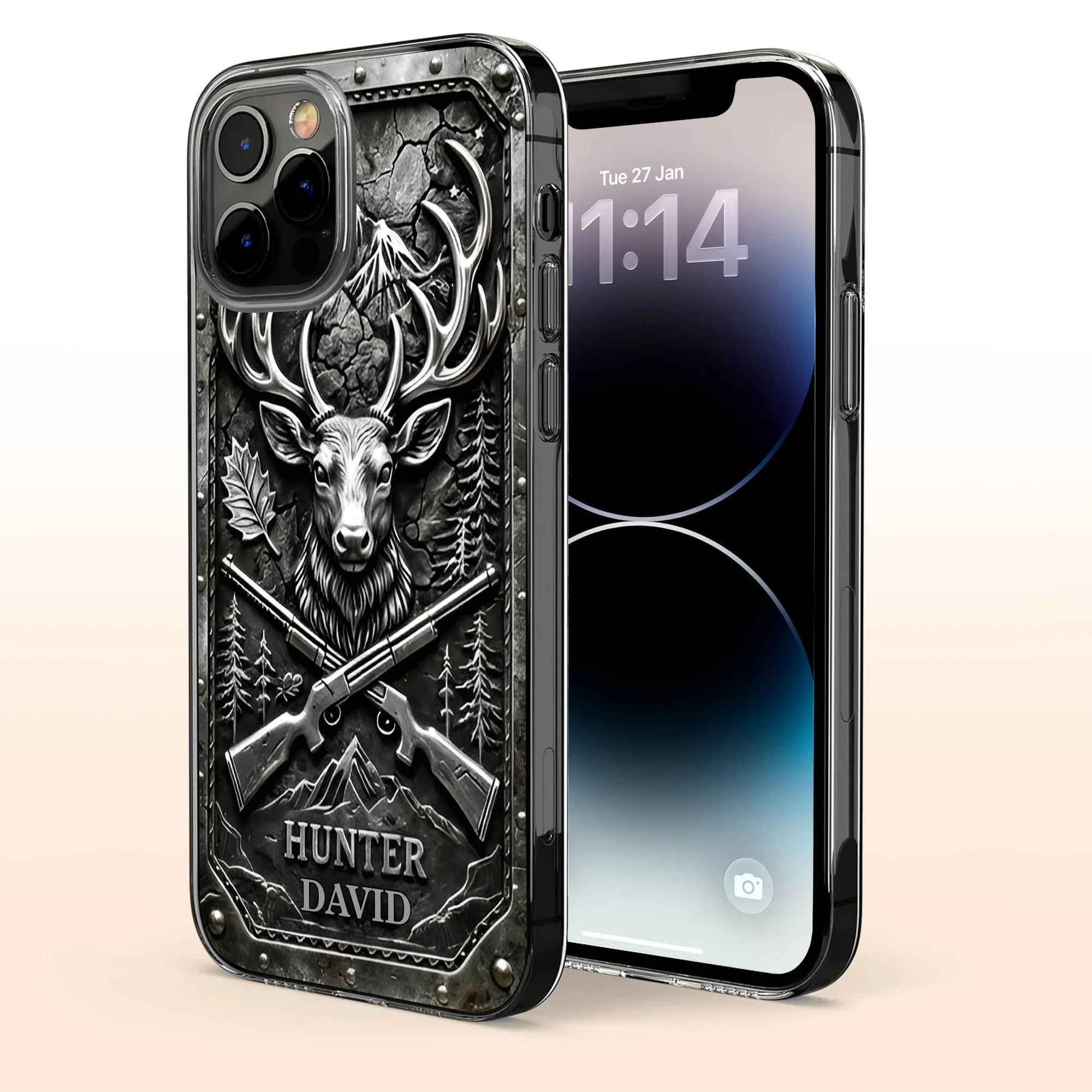 Hunter Custom Deer Antlers And Rifles Outdoors Design - Personalized Clear Phone Case - HTG009_PHC - Image 3
