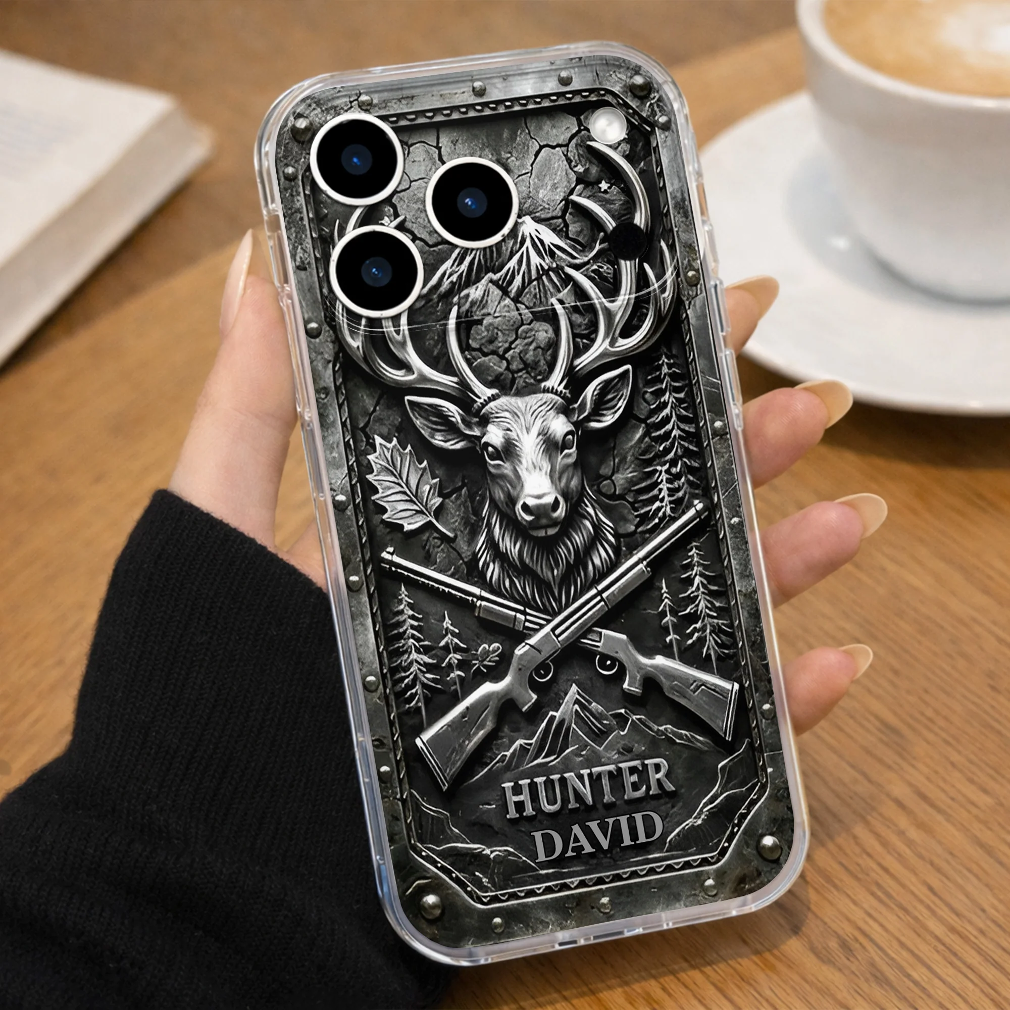 Hunter Custom Deer Antlers And Rifles Outdoors Design - Personalized Clear Phone Case - HTG009_PHC - Image 6