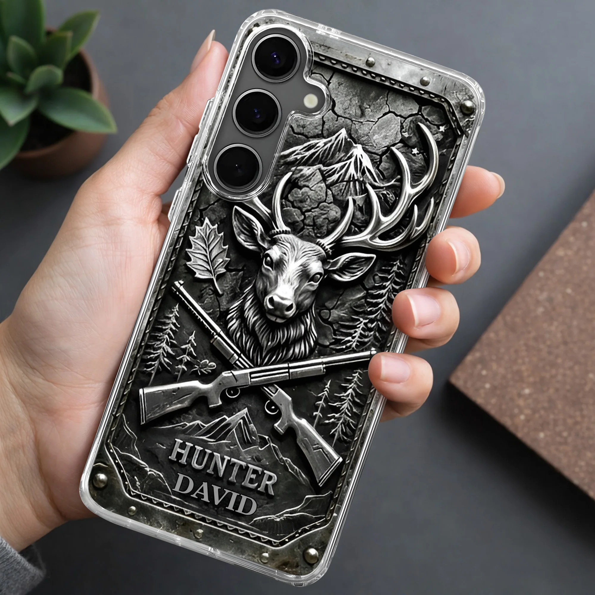 Hunter Custom Deer Antlers And Rifles Outdoors Design - Personalized Clear Phone Case - HTG009_PHC - Image 8