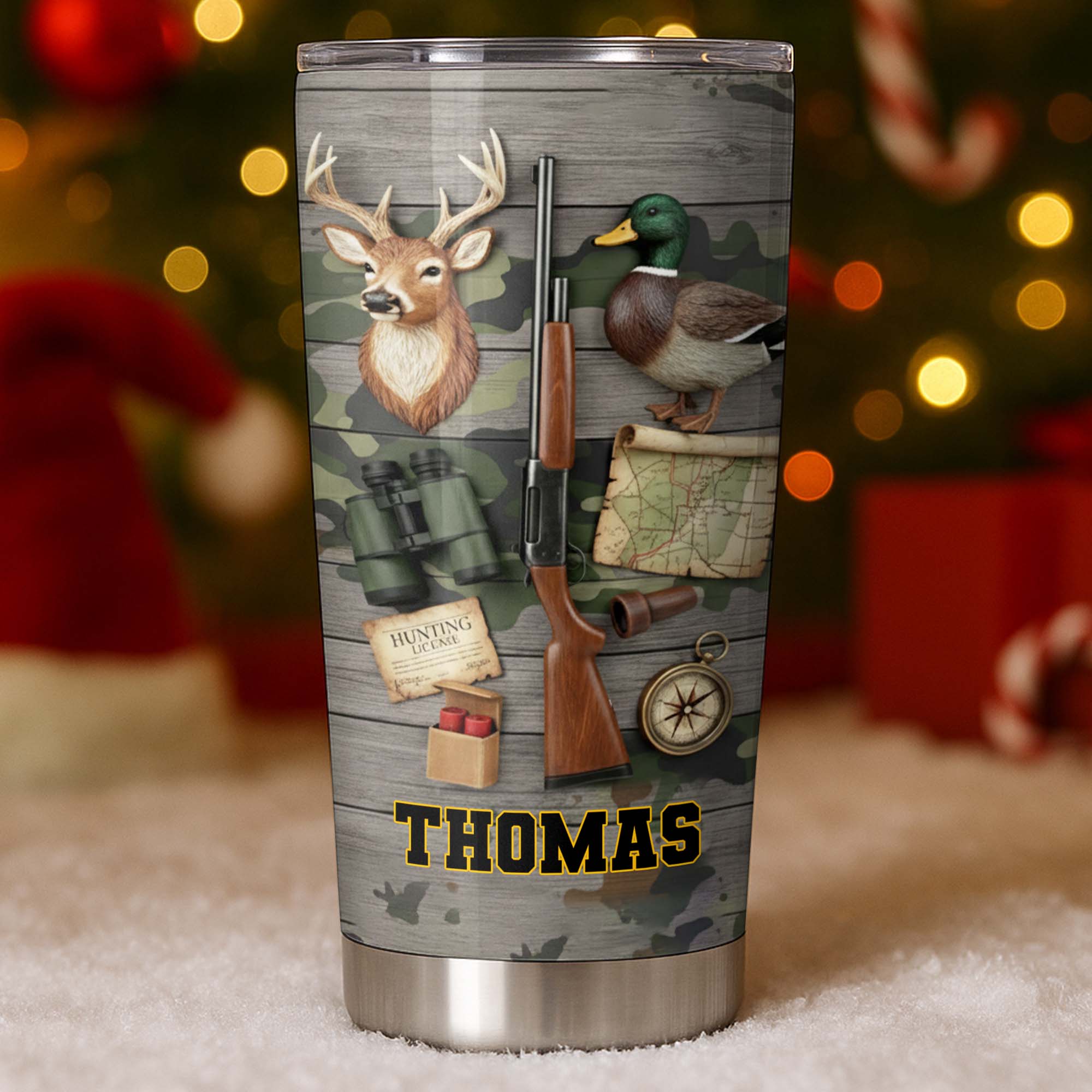 Hunting License Gear And Trophies With Deer And Duck - Personalized Custom Stainless Steel Tumbler 20oz 30oz - HTG015_TB - Image 3