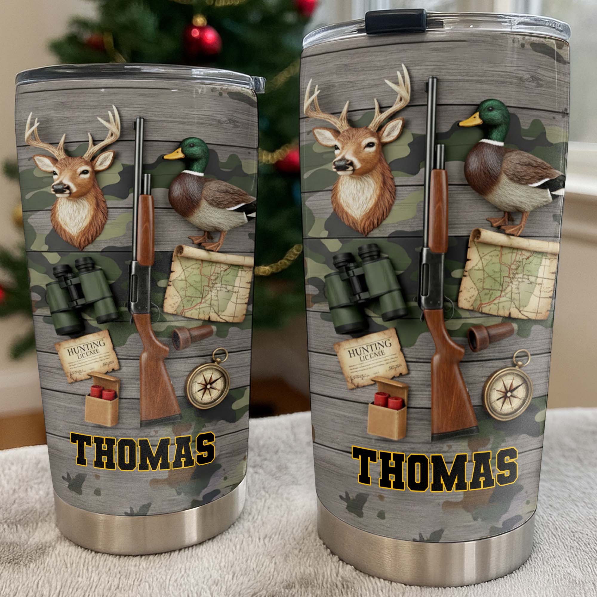 Hunting License Gear And Trophies With Deer And Duck - Personalized Custom Stainless Steel Tumbler 20oz 30oz - HTG015_TB - Image 6