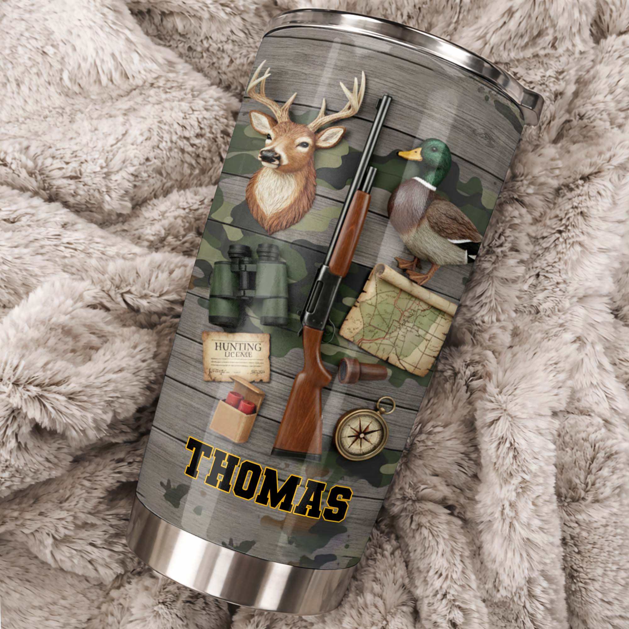 Hunting License Gear And Trophies With Deer And Duck - Personalized Custom Stainless Steel Tumbler 20oz 30oz - HTG015_TB - Image 9