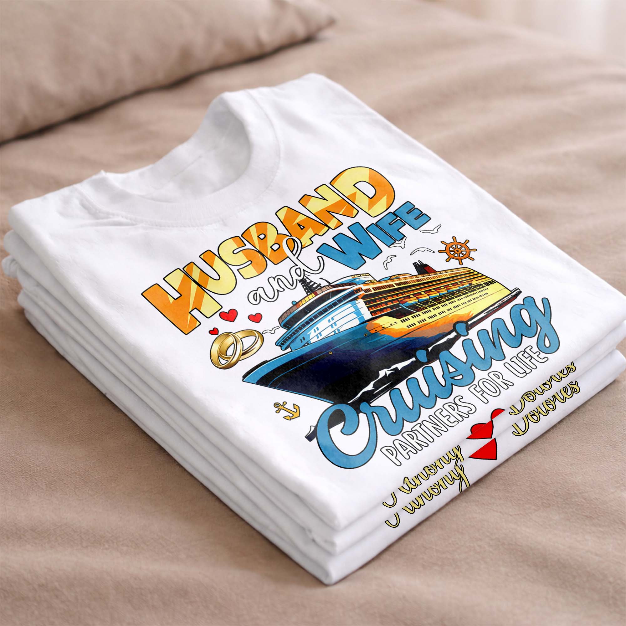 Husband And Wife Cruising Partners For Life With Ship And Rings - Personalized Custom Unisex T-shirt, Hoodie - CPL1284_WBAS - Image 15