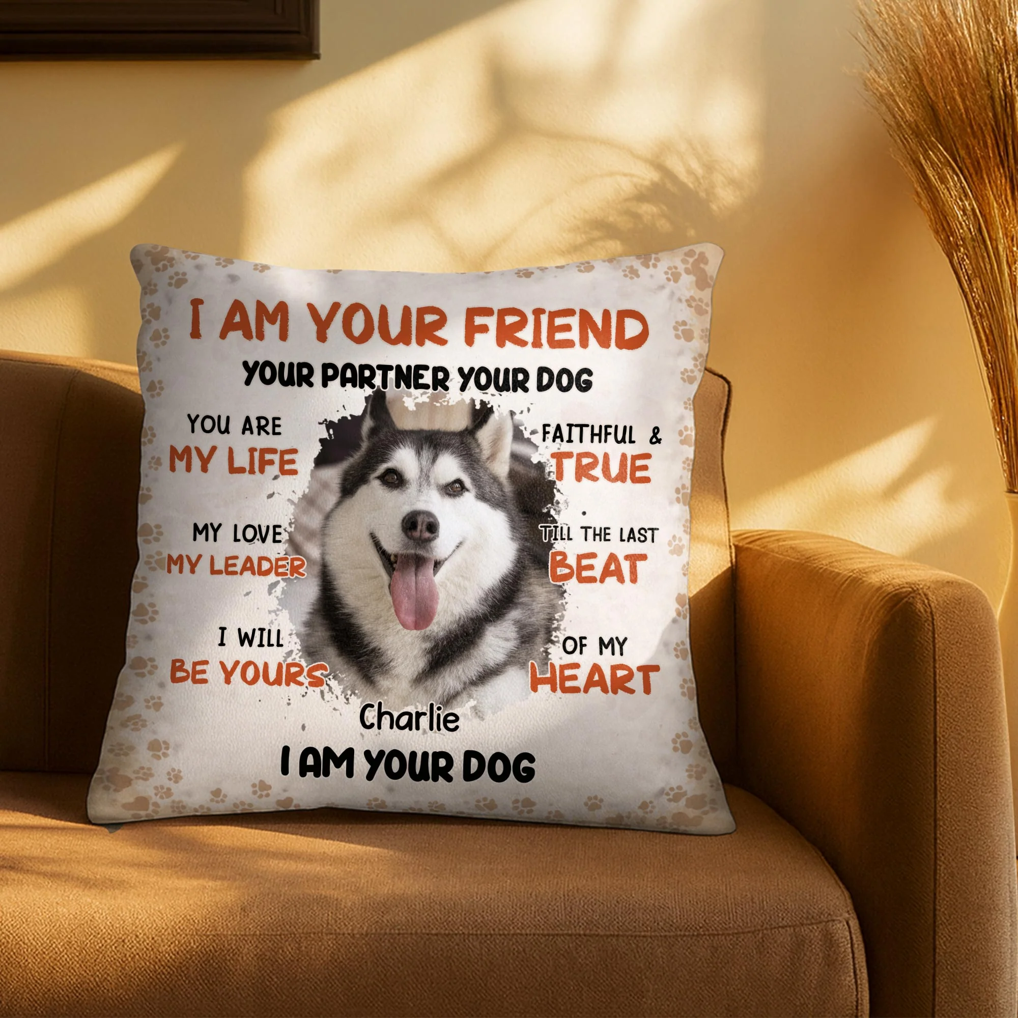 I Am Your Friend Your Partner Dog With Paws Design - Personalized Custom Pillow, Insert Included - PET160_PLW - Image 8
