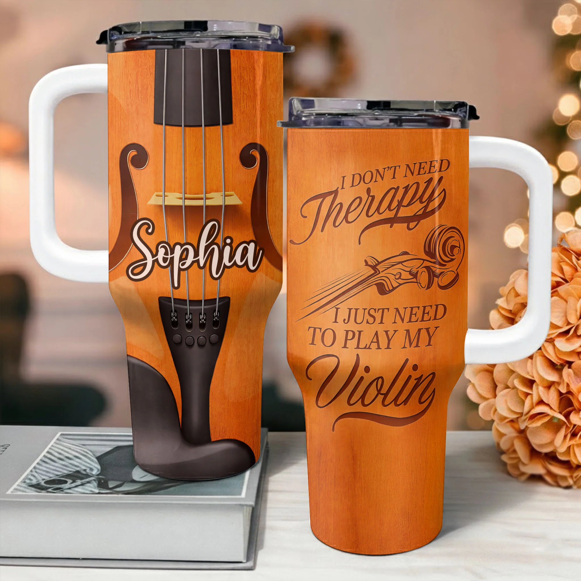 I Don't Need Therapy I Just Need To Play My Violin Musical Instrument - Personalized 40oz Tumbler With Straw - MUSIC020_TBS - Image 15