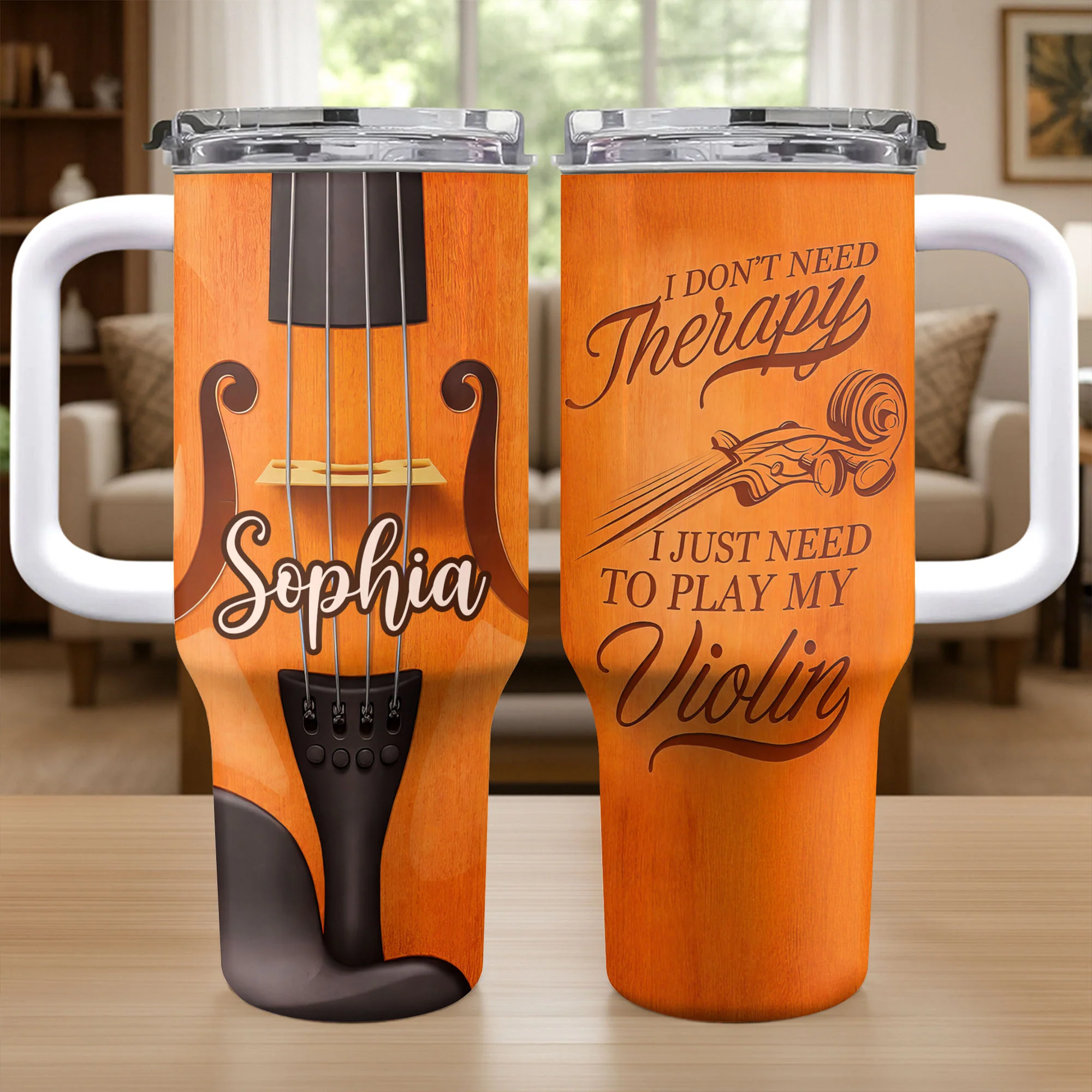 I Don't Need Therapy I Just Need To Play My Violin Musical Instrument - Personalized 40oz Tumbler With Straw - MUSIC020_TBS - Image 3