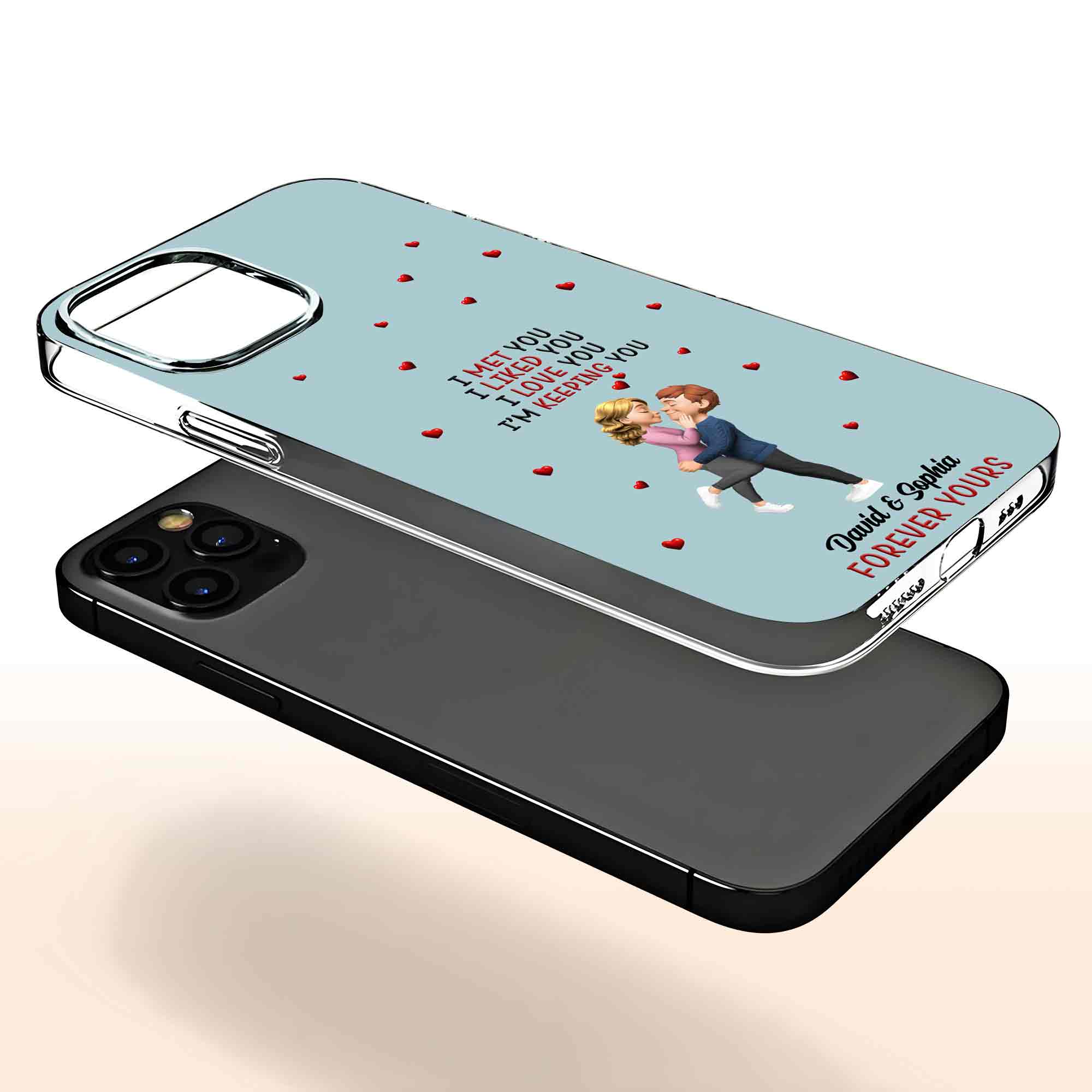 I Met You I Liked You Couple With Tiny Hearts - Personalized Clear Phone Case - CPL1371_PHC - Image 4