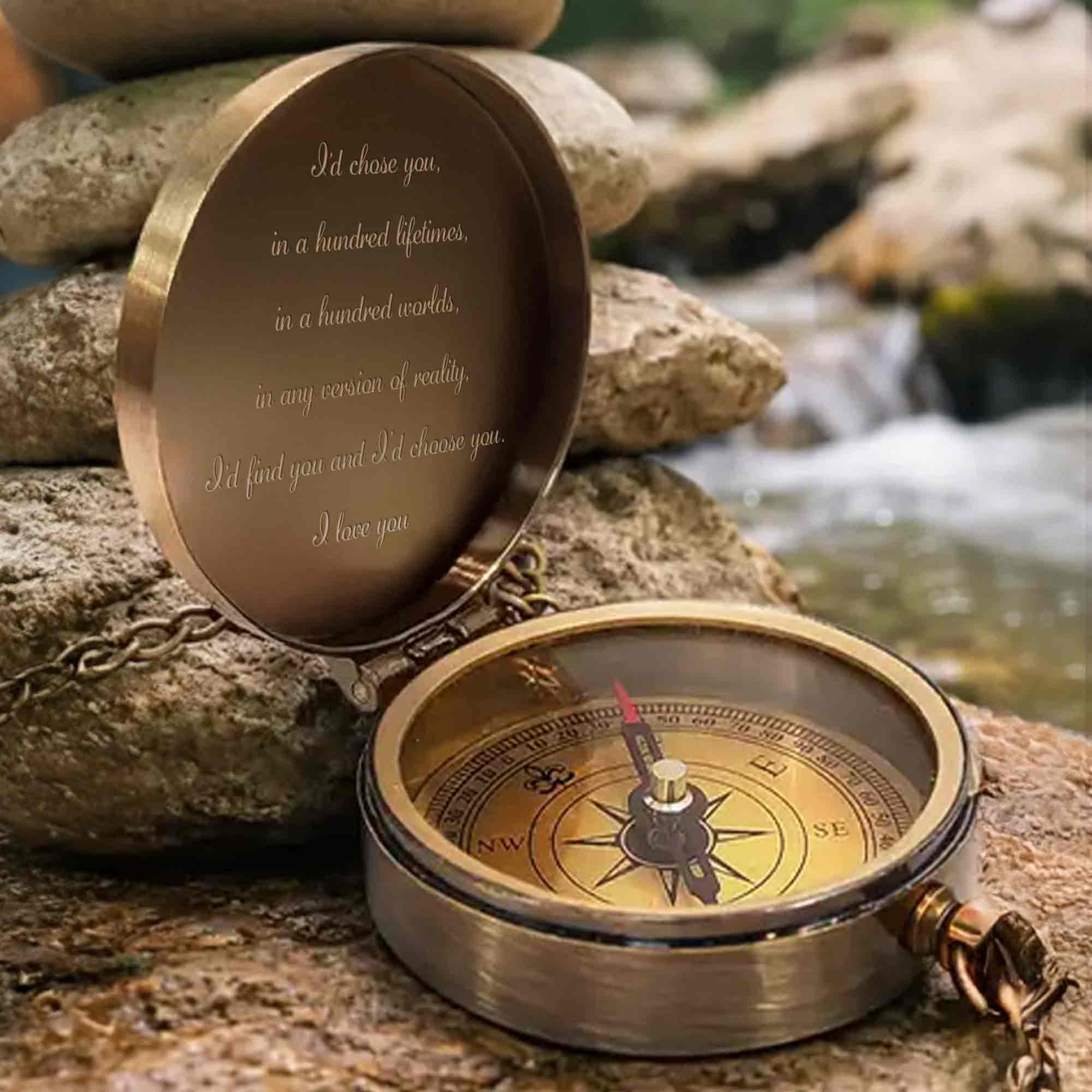 I'd Chose You In A Hundred Lifetimes Pinky Promise Mountains - Personalized Engraved Brass Compass - CPL838_ECPASS - Image 6