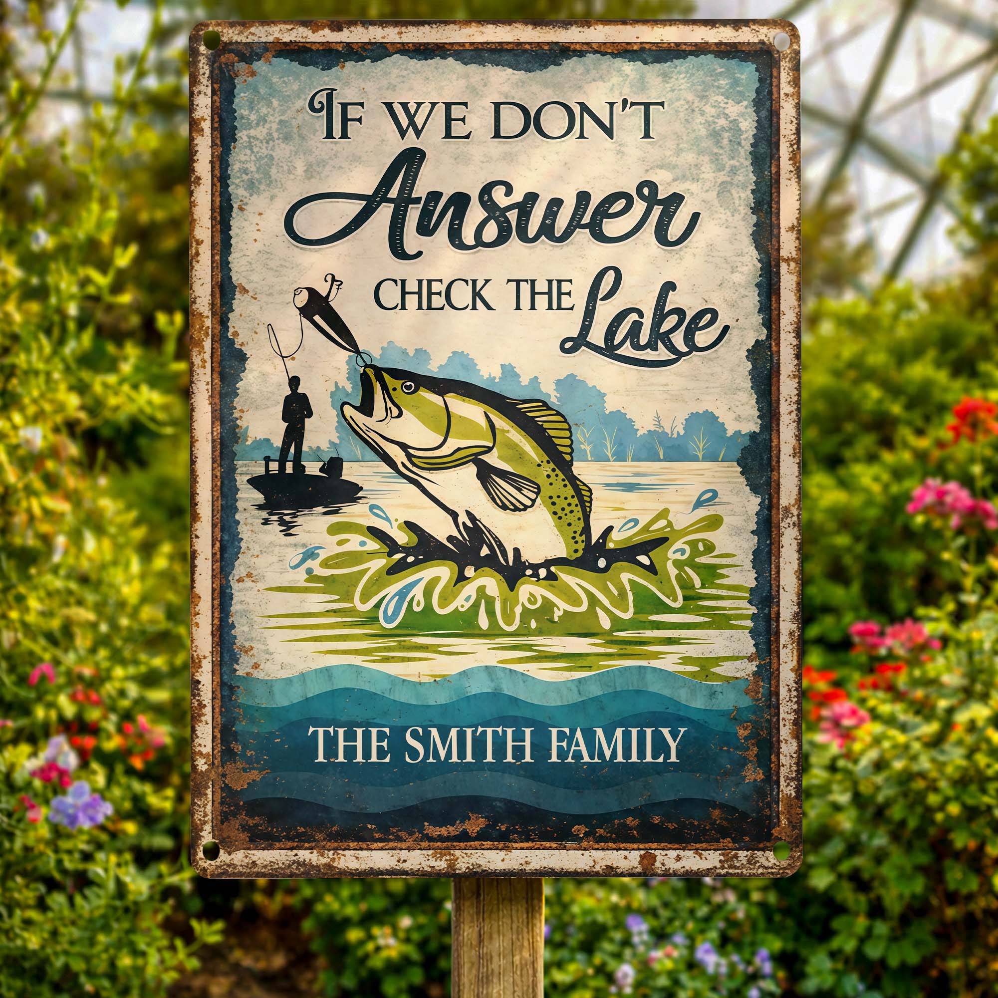 If We Don't Answer Check The Lake Bass Fish And Fisherman Design - Personalized Metal Sign - FISH003_MSIGN - Image 5