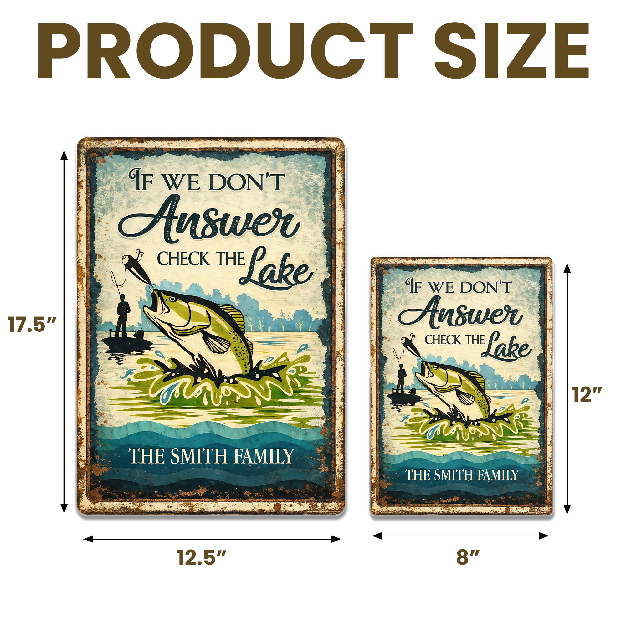 If We Don't Answer Check The Lake Bass Fish And Fisherman Design - Personalized Metal Sign - FISH003_MSIGN - Image 6